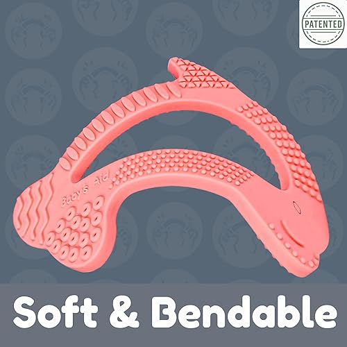 Miniatura 5 de Juguete de dentición para bebés, 8 texturas para aliviar el dolor, mordedores de silicona de delfín para bebés, fácil de sostener, masticar y