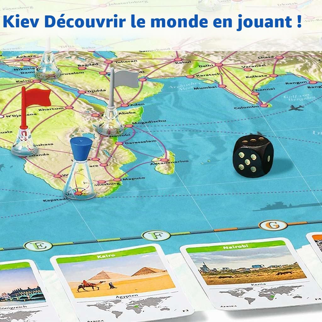 Ravensburger Jeu Familial 26888 - Tour du Monde - Classique Familial dès 8 Ans - Jeu de Plateau, Voyage Autour du Monde, Jeu de Plateau pour 6 Joueurs Maximum - Plus de 170 Villes