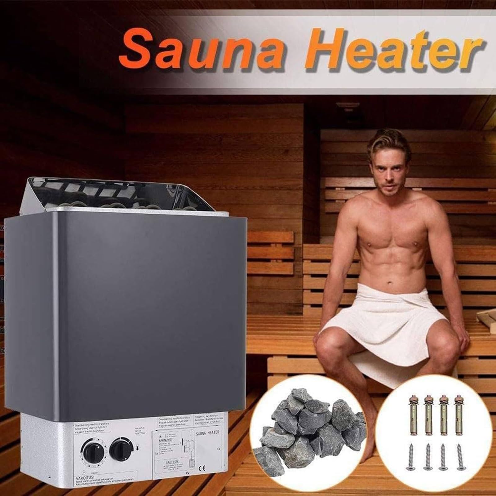 3KW-9KW Poêle De Sauna, Poêle De Sauna À Vapeur Sèche, Poêles De Sauna Électriques 220V, Commandes Intégrées Et Thermo-hygromètre, pour Saunas, Spas, Hôtels Et Maisons(6.0KW)