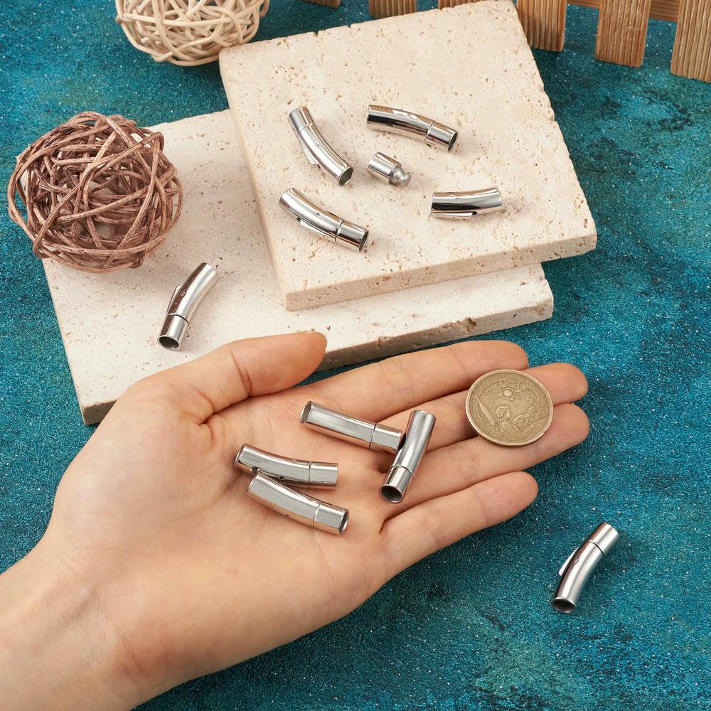 Lot de 10 à 20 fermoirs à baïonnette en Acier Inoxydable, Trous de 3/4/5/6 mm, fermoirs à Pression pour Bracelets en Cuir, Accessoires de Fabrication de Bijoux