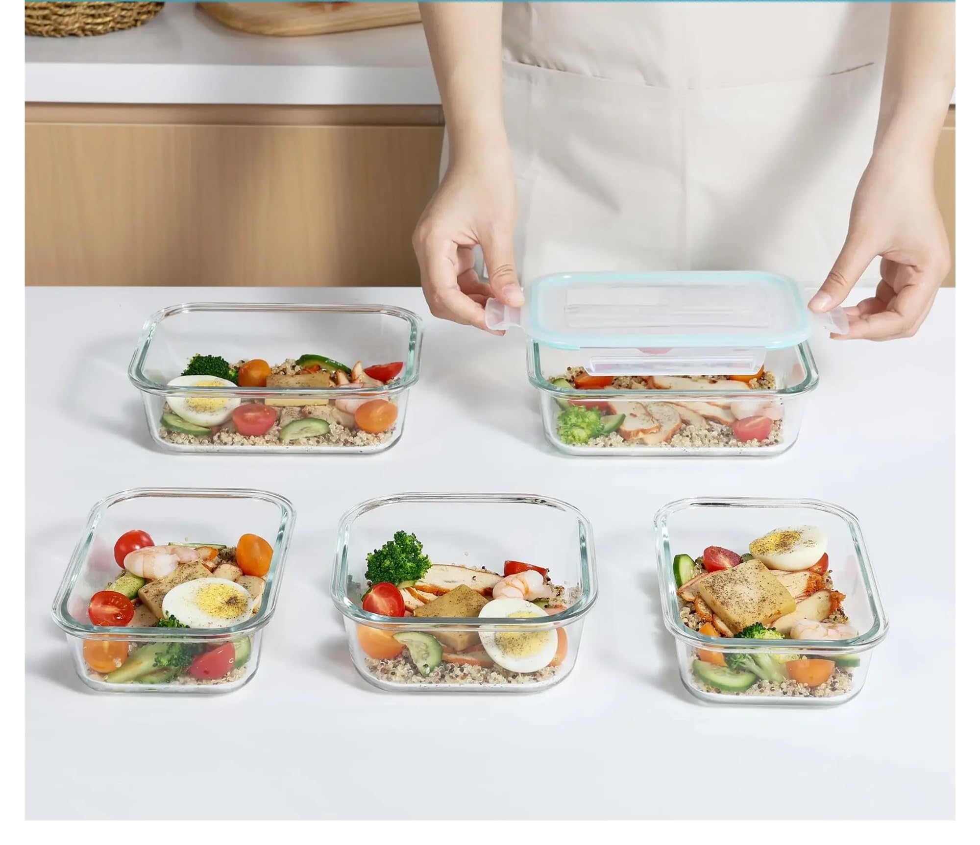 Szklane pudełko na lunch pojemniki do przechowywania żywności, przygotowywanie posiłków, hermetyczne bento, do kuchenki mikrofalowej, piekarnika, zamrażarki i zmywarki