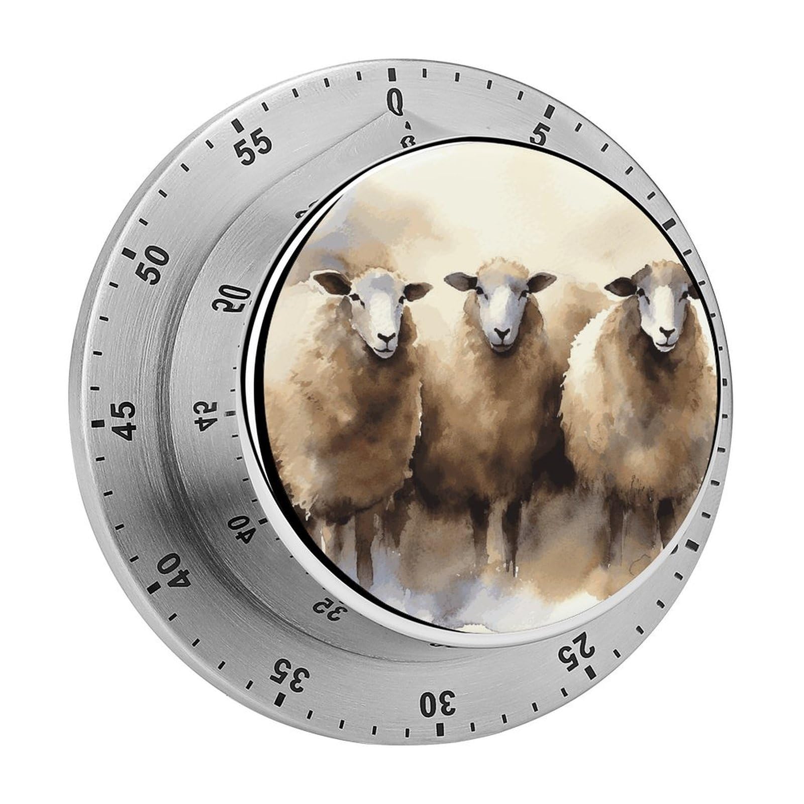 Adfgyerh Style Sheeps Watercolor Timer For Cooking, Kitchen Timer Magnetic No Batteries Required, Mechanical Timer With Loud Alarm, For Fitness Baking Exercise Oven