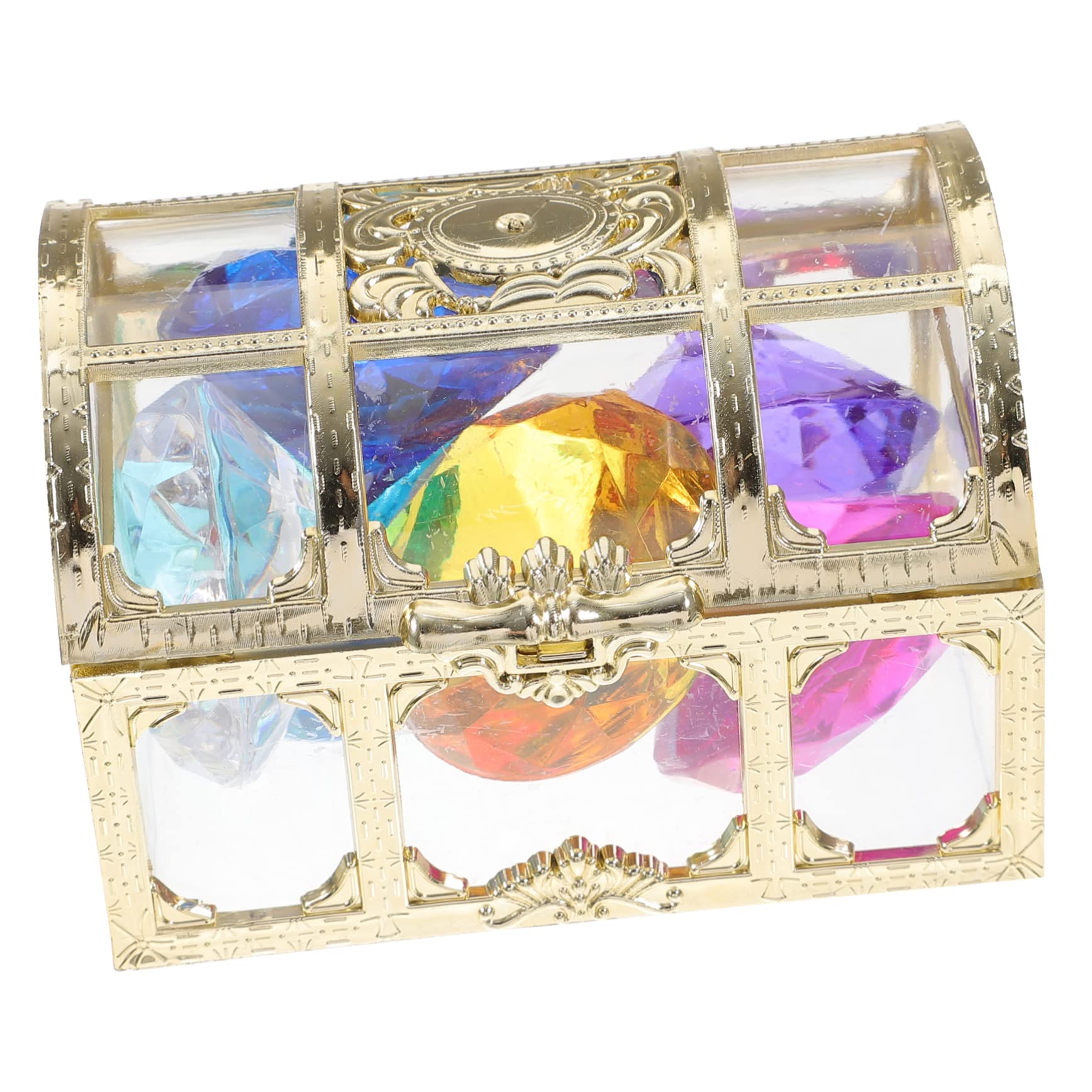 BESPORTBLE 1Set Pirate Treasure Box with Fake Gems Underwater Gemstone Diving for Summer Pool Party Fun with Gems and Treasure Chest