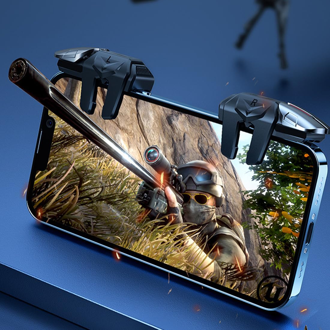 Triggers 6 Dita Joystick Controller con 8pcs Mobile Game Finger Sleeve, per PUBG COD Compatibile con Telefono Smartphone Android e iPhone