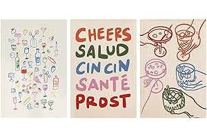 Wine Bar Cart Cheerful Dopamine Poster Trio: A Lively Dash of Color...