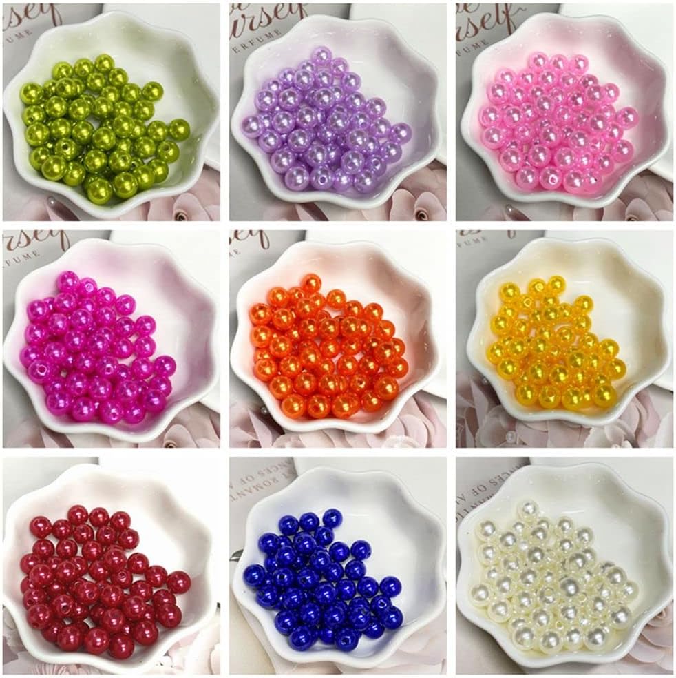 Jmassyang 400pcs 8mm Satin Luste Beads Round Plastic Pearl Beads Craft Beads Loose Pearls with Holes for Jewelry Making Bracelet Necklace Sewing Crafts Decoration (8mm, Orange) - Image 4