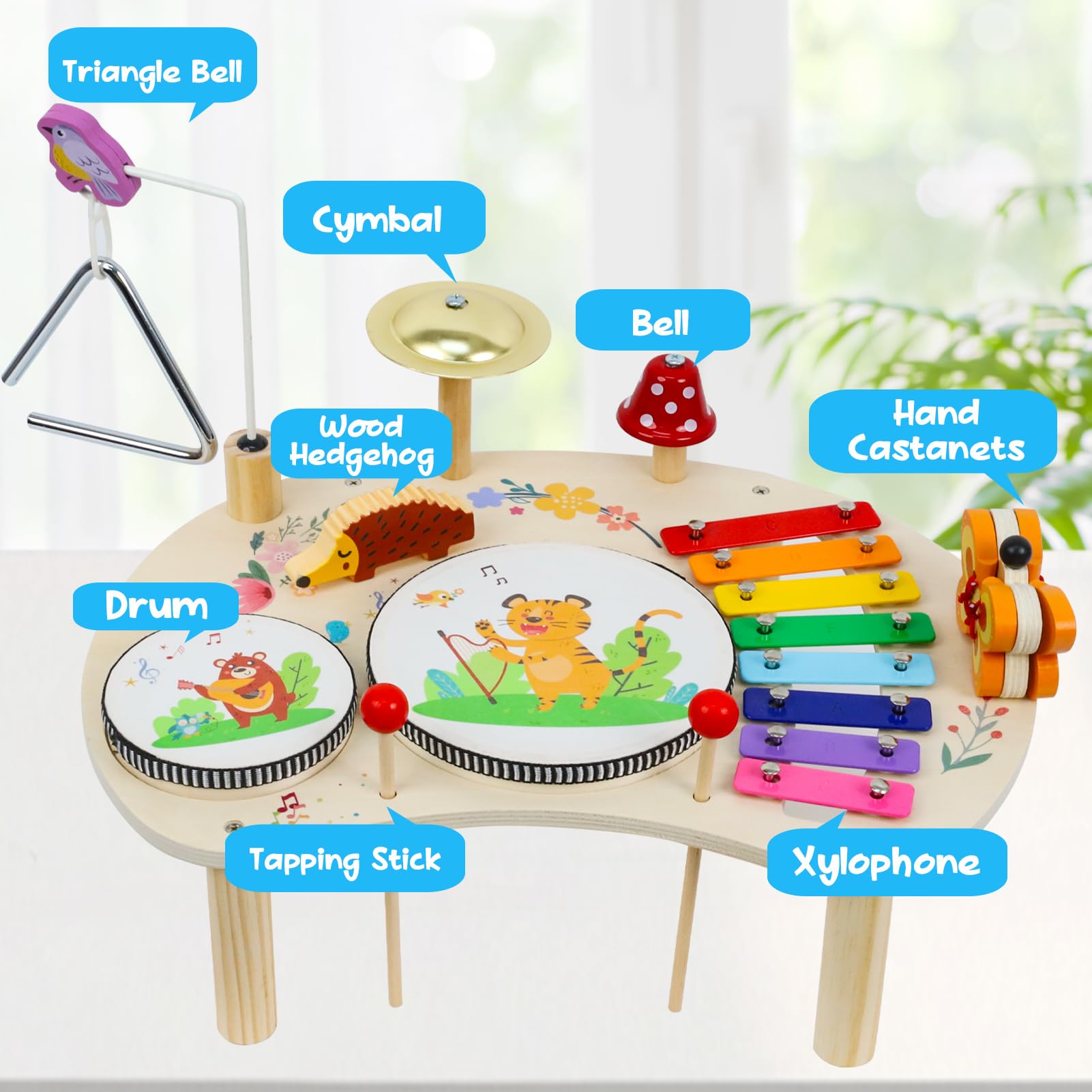 LZDMY Musikinstrumente Kinder ab 1 2 3 Jahr,Baby Musikspielzeug Triangel Schlagzeug Trommel Xylophon Instrumente Kinder, Musikset Montessori Spielzeug Geburtstag Ostern Geschenk Junge & Mädchen