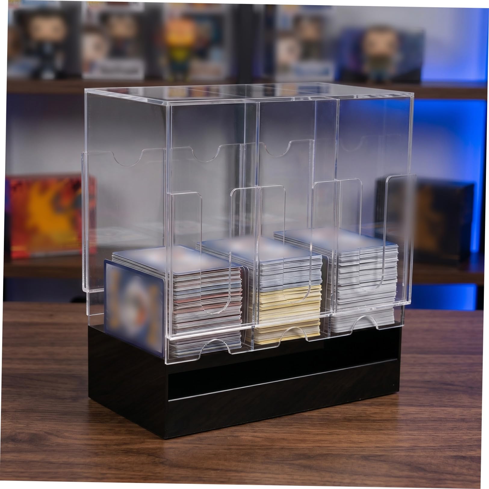 Boîte Acrylique Transparente pour Cartes à Collectionner, 3 Compartiments