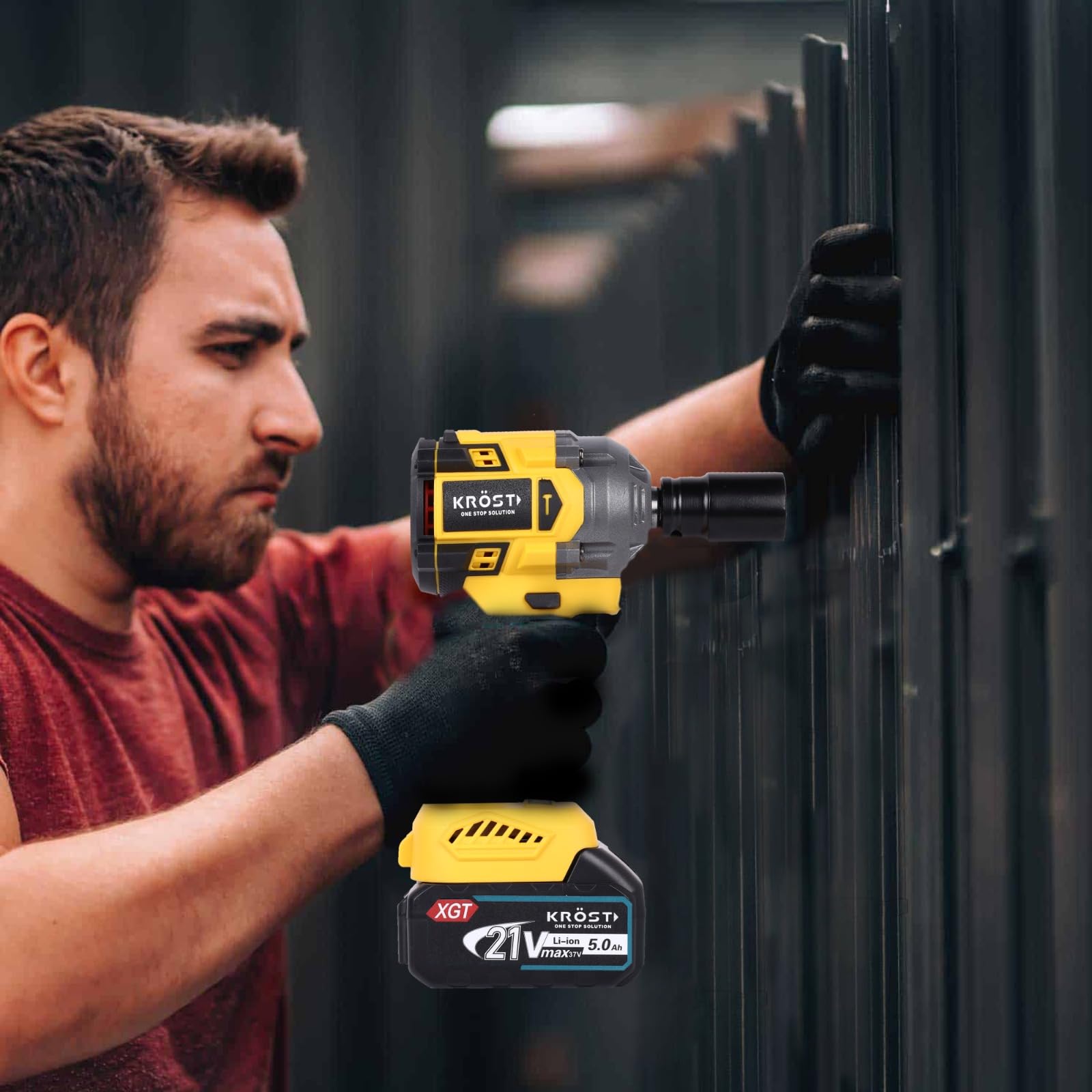 KROST Pro Series 500NM XR Torque Cordless Brushless Impact Wrench, Super Compact,Auto Stop Function, Forward/Reverse Rotation (Double Batteries) 2