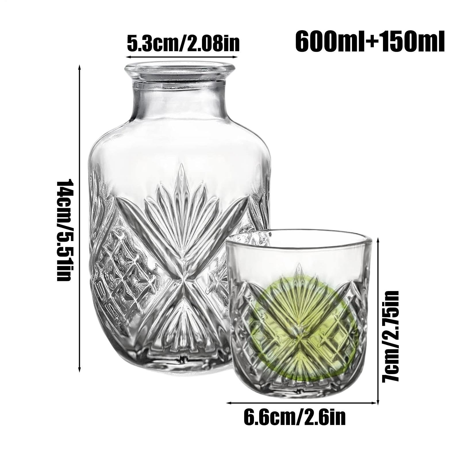 Jarra de agua con vaso, dispensador transparente para enjuague bucal, jarra nocturna y vaso de agua, para líquidos, vino, mesa, baño, casa, cocina, comedor y