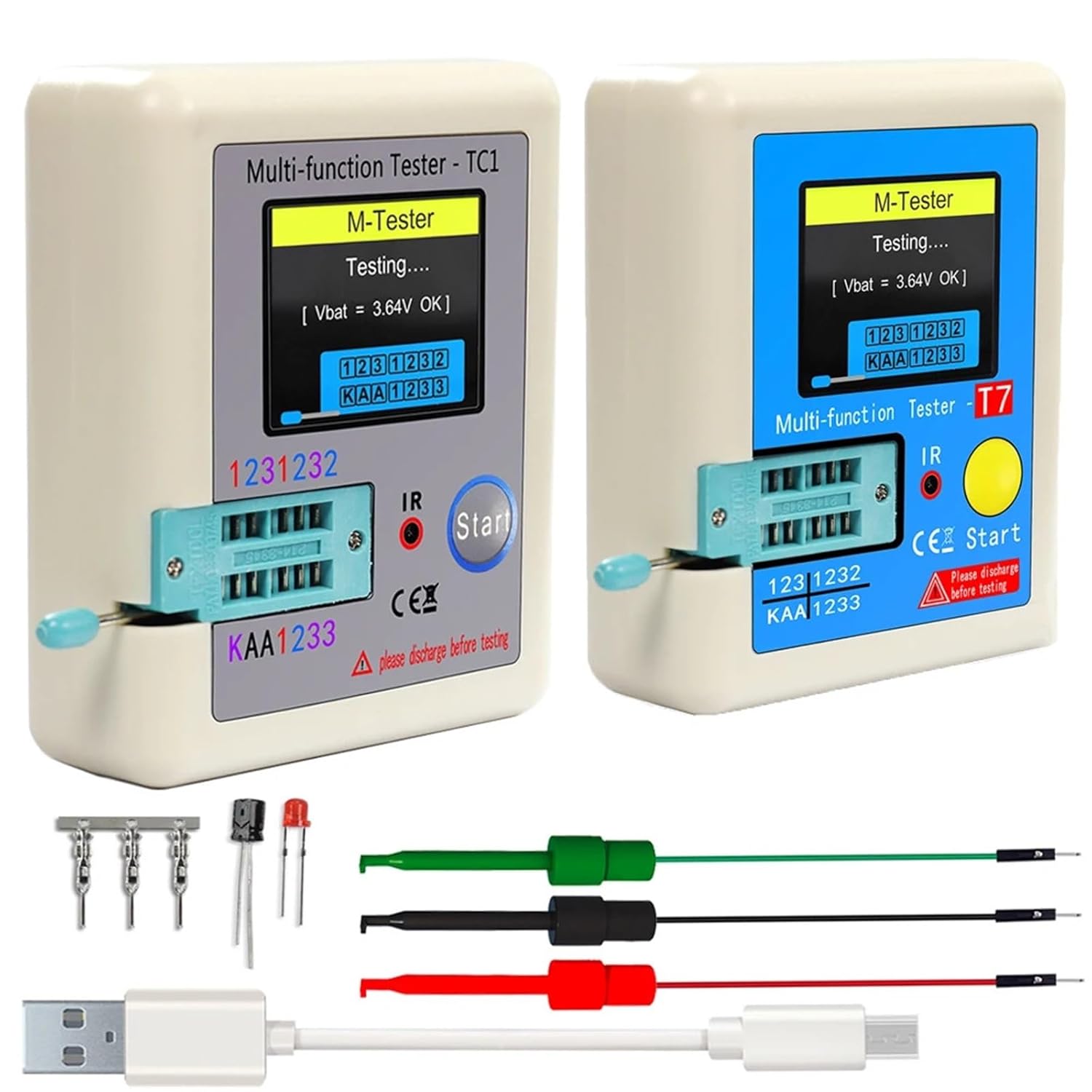 LCR-TC1 1.8 Inch Display Multi-meter Transistor Tester Diode Triode Capacitor Resistor Test Meter 1Pcs(LCR-T1)