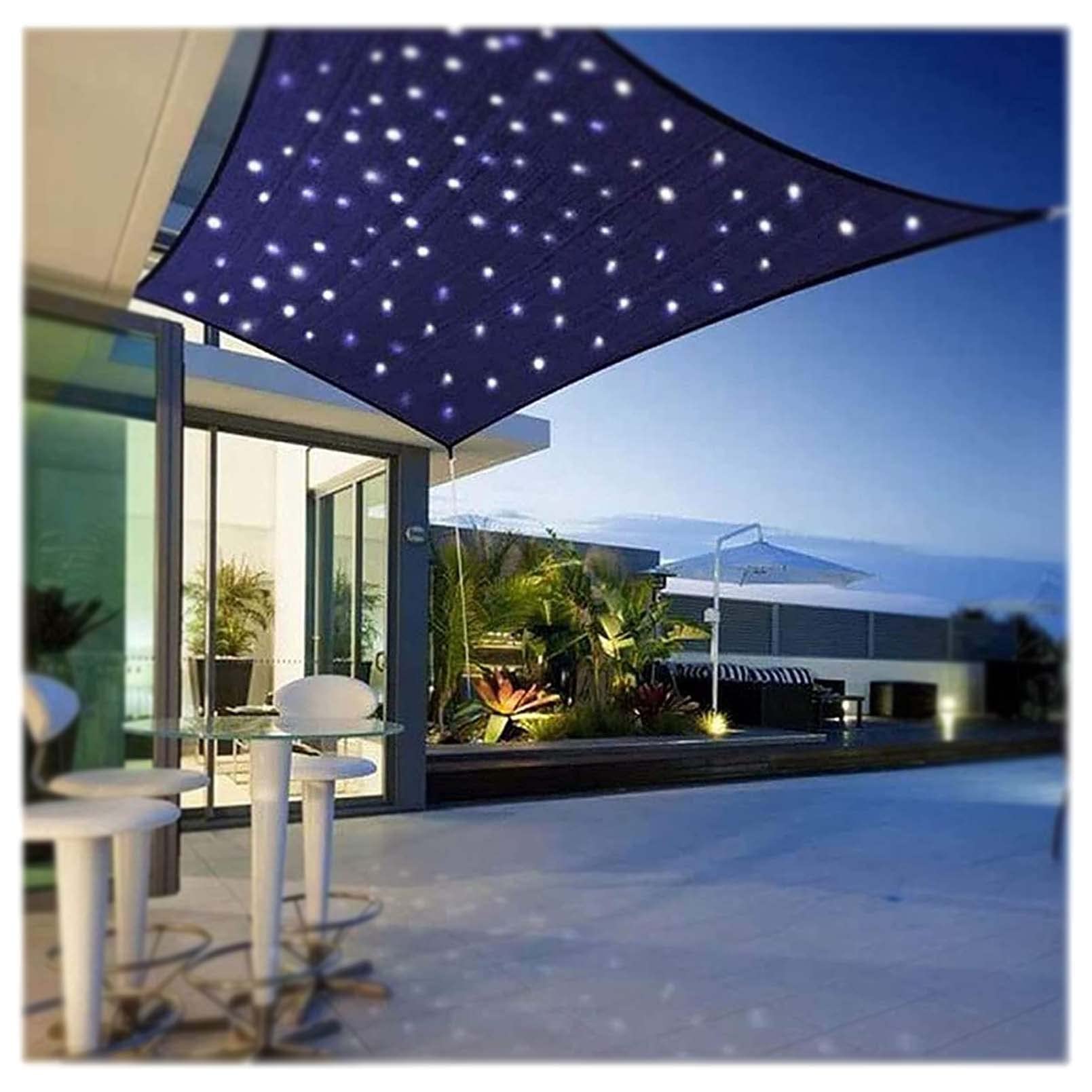Amazon.de: QUALITY MERCHANT Garten Sternenhimmel Rechteckig Sonnensegel mit  LED Beleuchtung Licht, Sonnenschutz Wasserdicht Polyester Oxford Stoff Mit  95% UV-Block Markisen Fr Drauen (2x2m/79x79in)