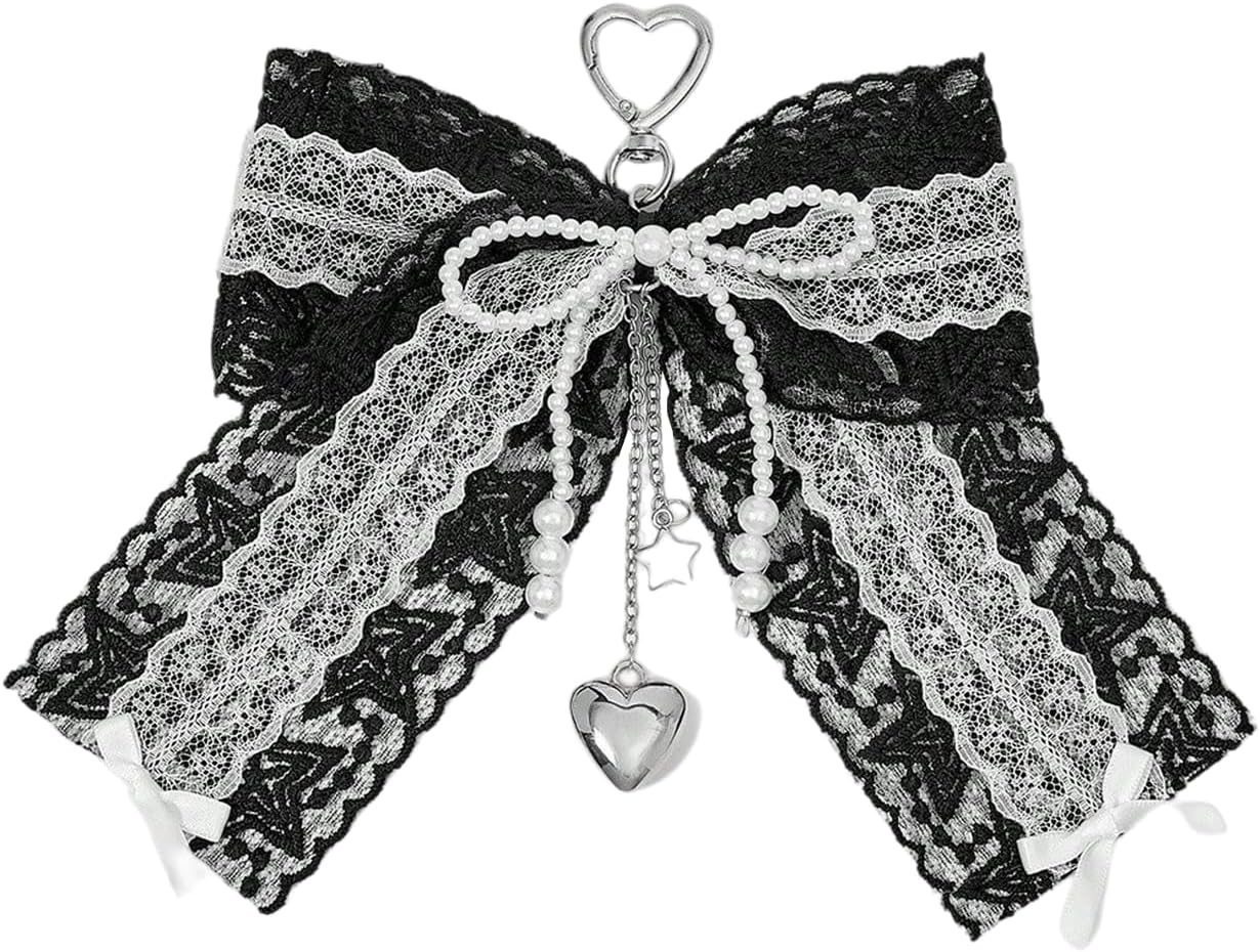 MakeMeChic Women's Cute Bag Charms Bow Ribbon Metal Keychain for Purse