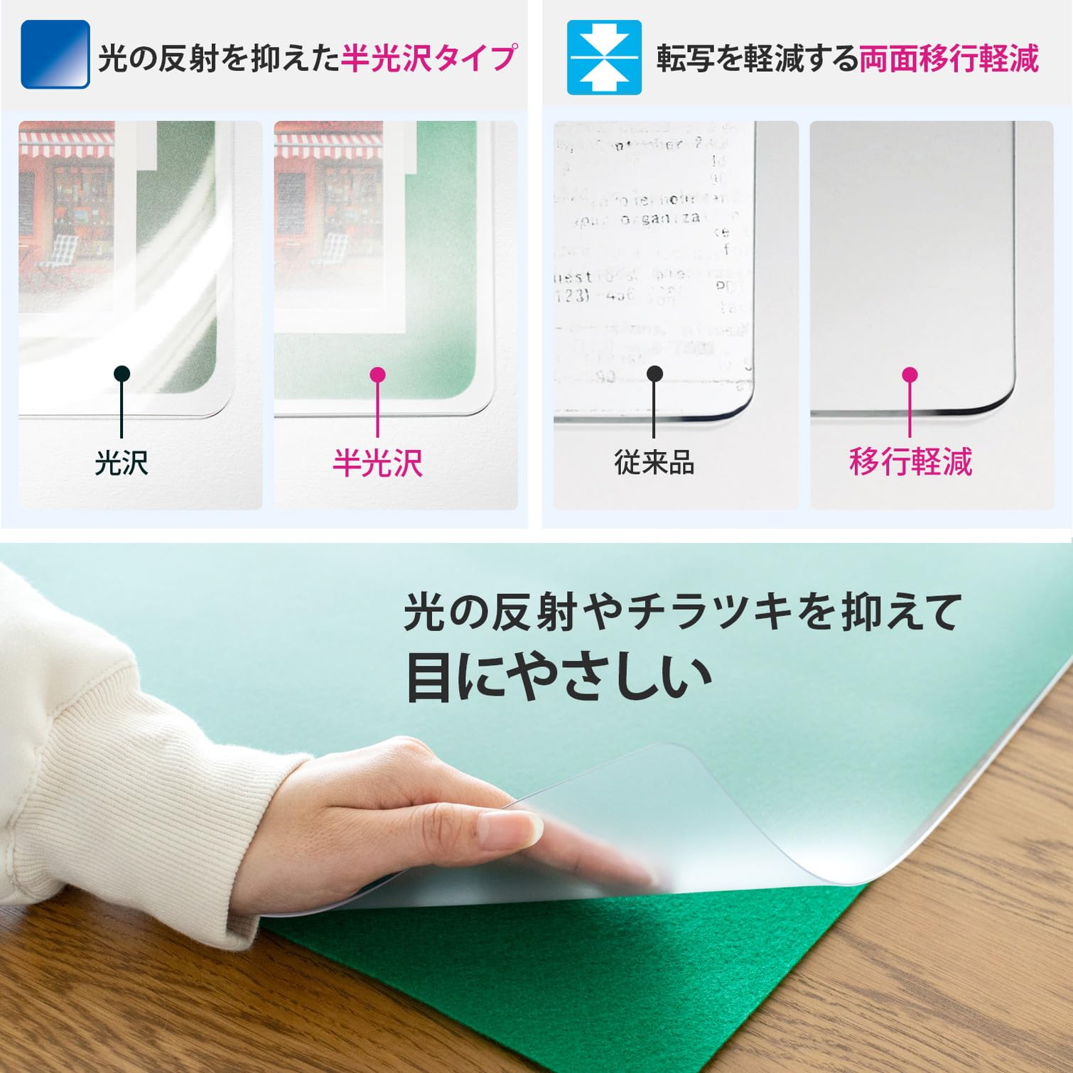 プラス デスクマット マウス対応 片面非転写 光沢 厚手 下敷付 1590×690mm 41-3 プラス デスクマット マウス対応 片面非転写 光沢 厚手 下敷付 1190