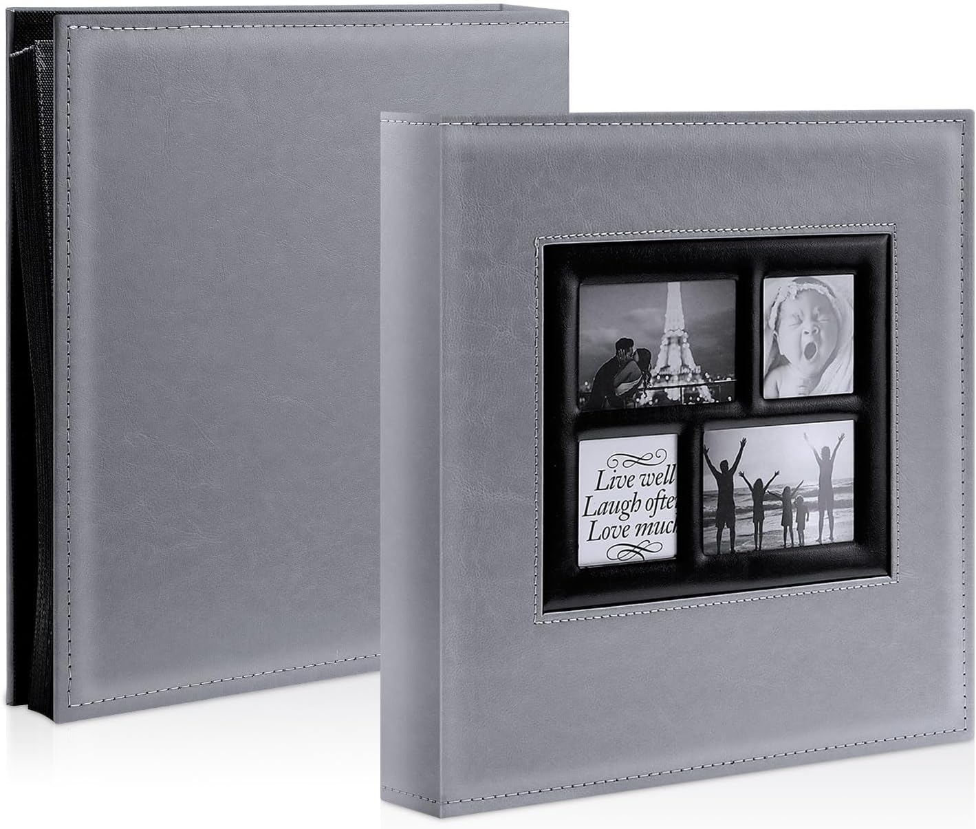 Ywlake Photo Album 4x6 500 Pockets, Large Capacity Family Wedding Leather Picture Albums Holds 500 Horizontal and Vertical Photos Grey 500 Pockets Grey