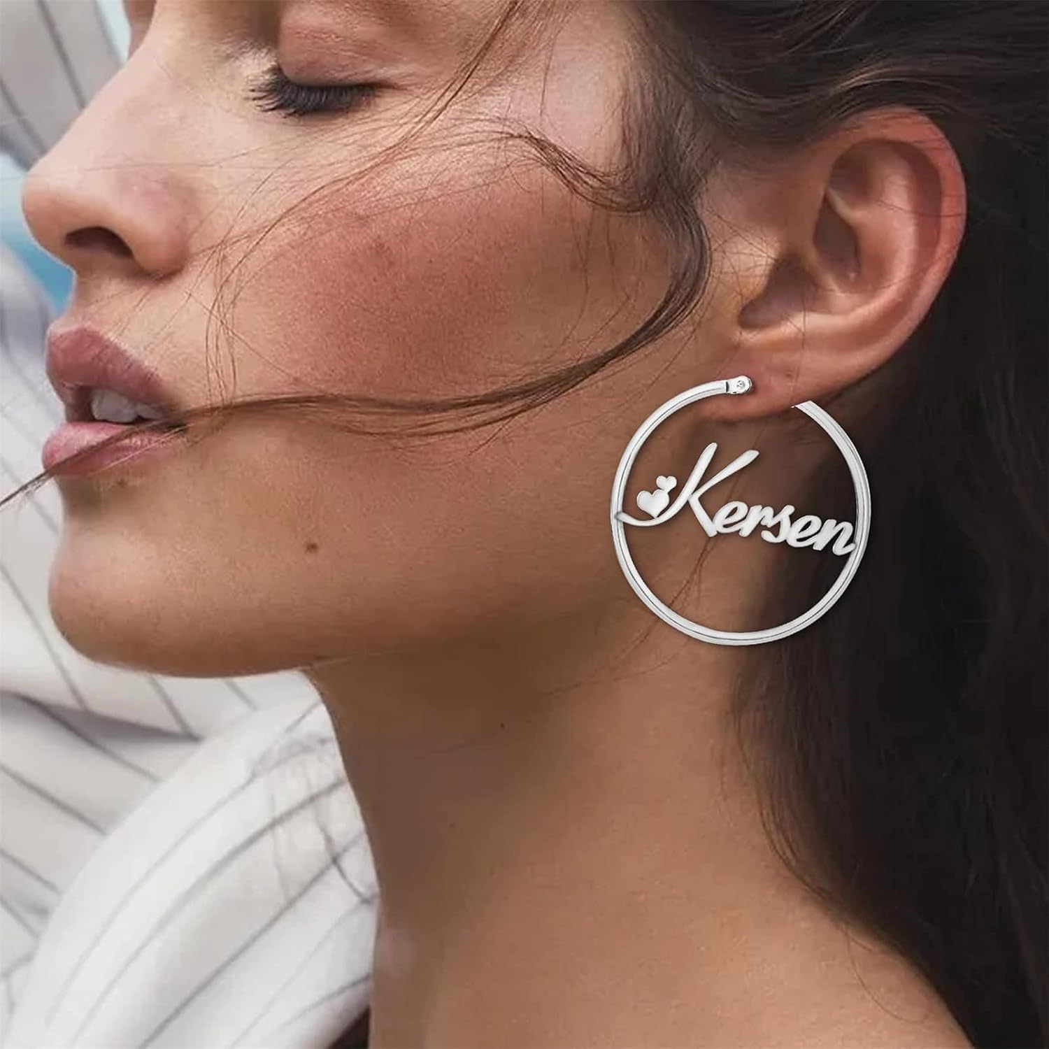 Custom Name Earrings Personalized Hoop Earrings Made with Any Name Birthday Thanksgiving Day Christmas Jewelry Gift for Women