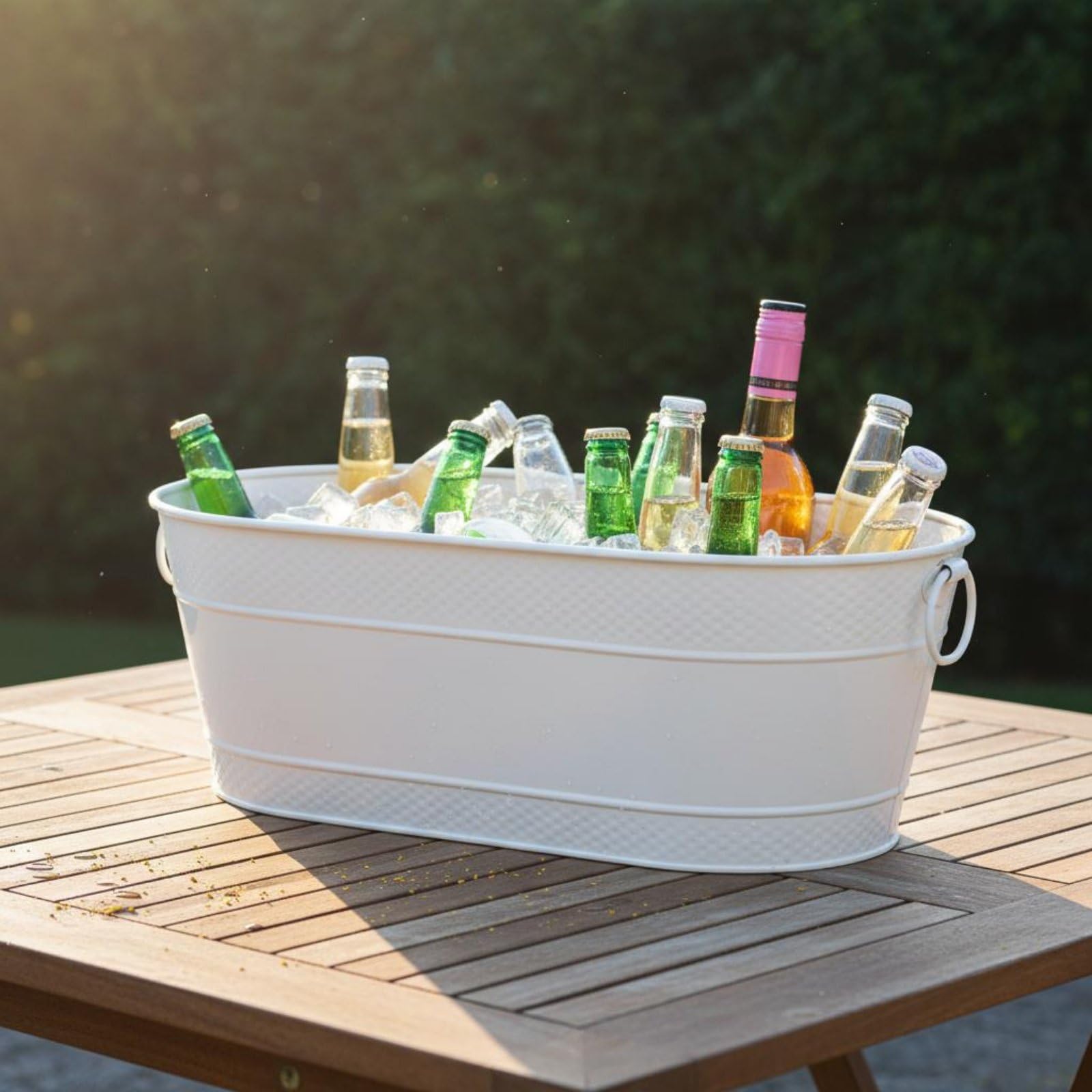 Cubo de Hielo Gran Capacidad Bañera de Hielo Metálica Resistente Al Óxido Refrigerador Bebidas Metálico para Establecimientos, Restaurantes