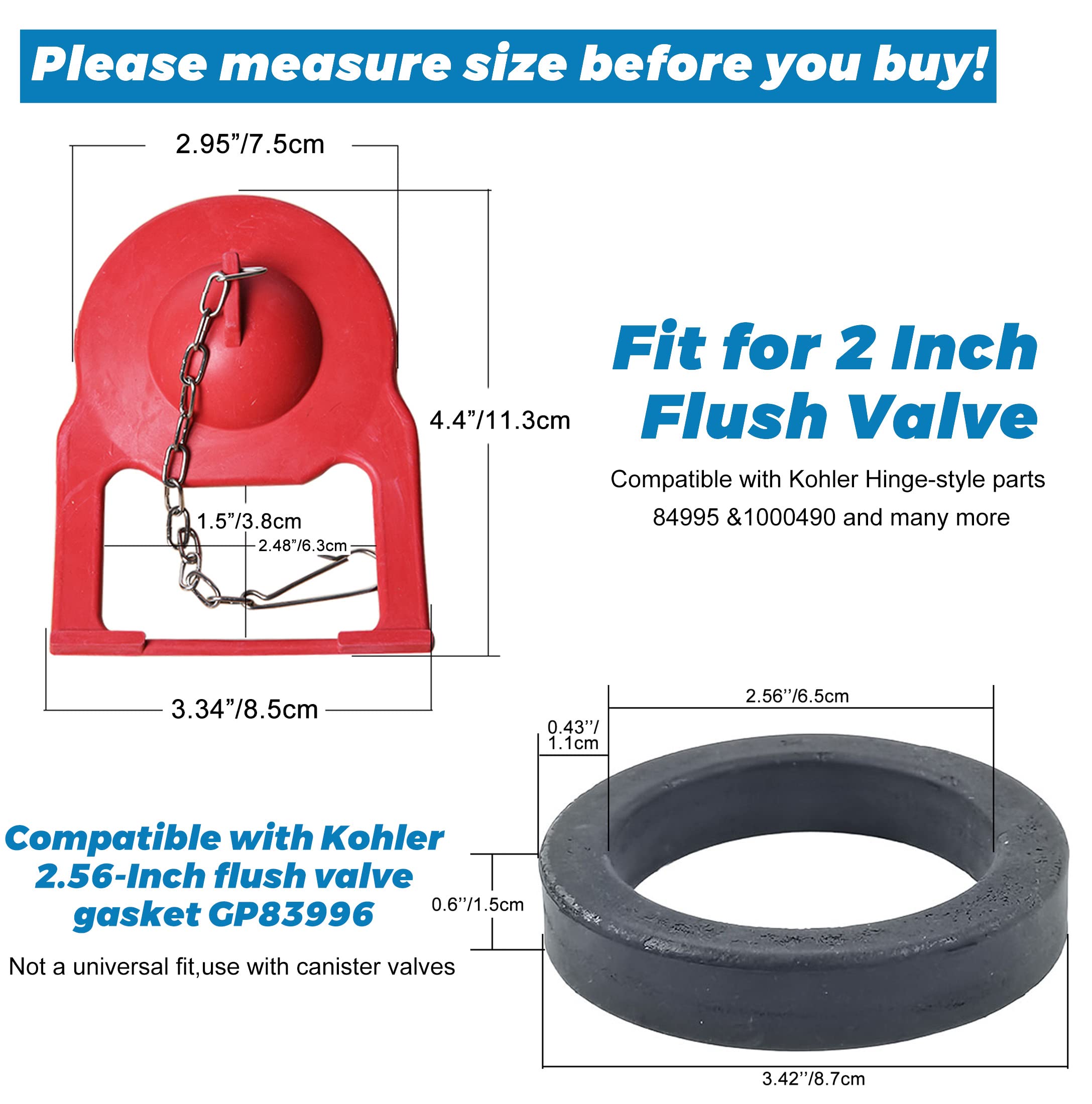 GP83996 Flush Valve Seal Gasket – 4.06” OD X 2.56” ID, Kohler Canister Toilet Tank Replacement