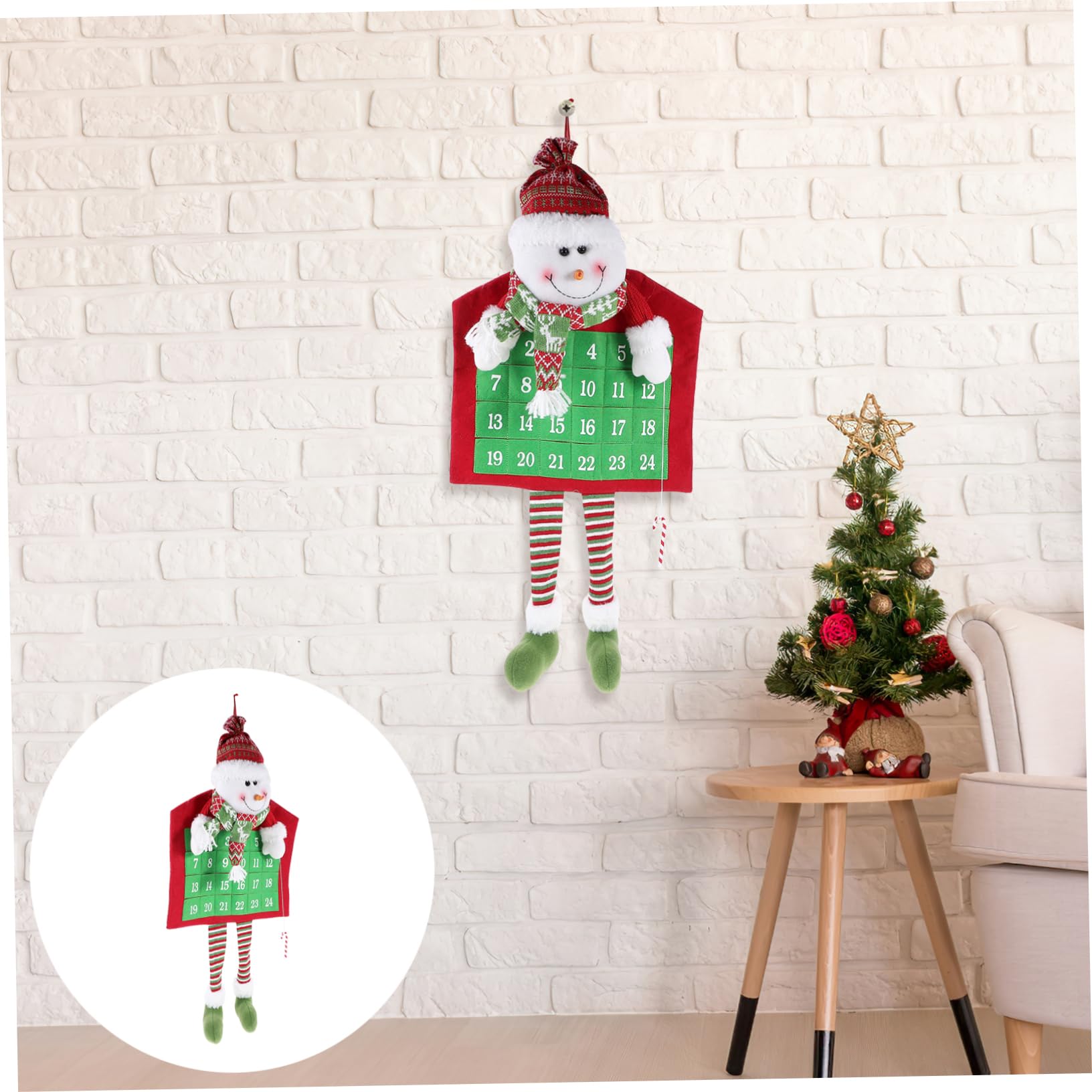 TOYANDONA Weihnachtskalender mit Niedlichem Schneemann Design aus Gestricktem Stoff zum Aufhängen Dekorativer für Einschulung Feier und Festliche Weihnachts Türdekoration zu Hause