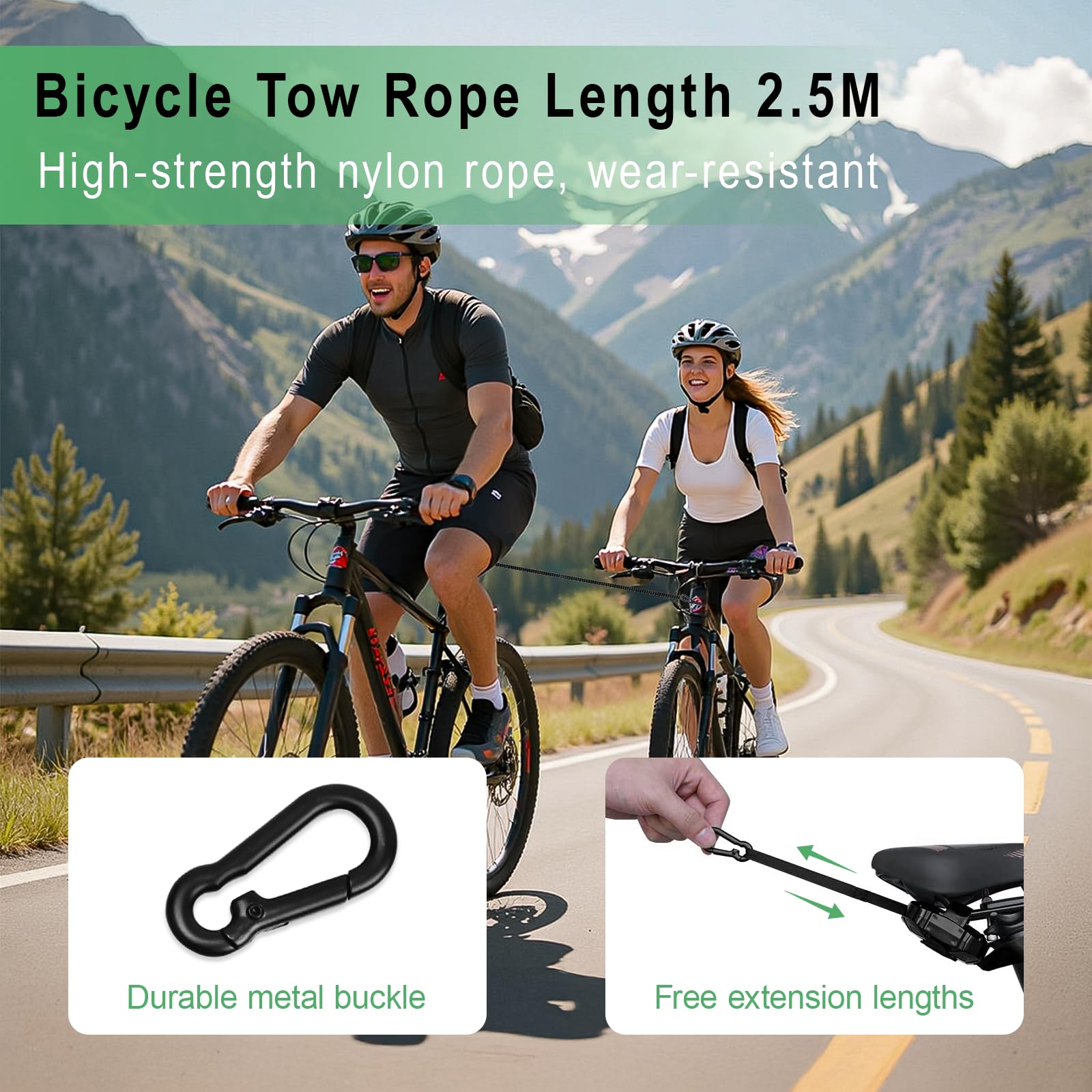 iRenXiao Corde de Remorquage pour Vélo Élastique 3M - Sangle de Traction avec Charge de 200 KG iRenXiao Corde de Remorquage pour Vélo Élastique 3M - Sangle de Traction avec Charge de 200 KG