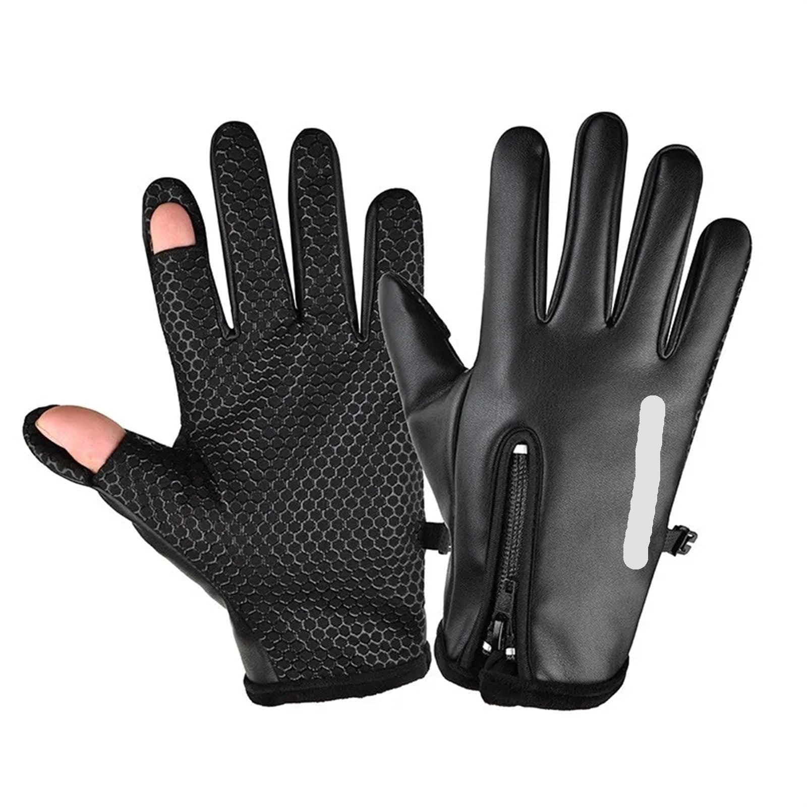 Guantes de Ciclismo Invierno, Guantes Cuero PU for Motocicleta, Forros y otoño, Deportes cálidos, conducción, Impermeables para Ciclismo