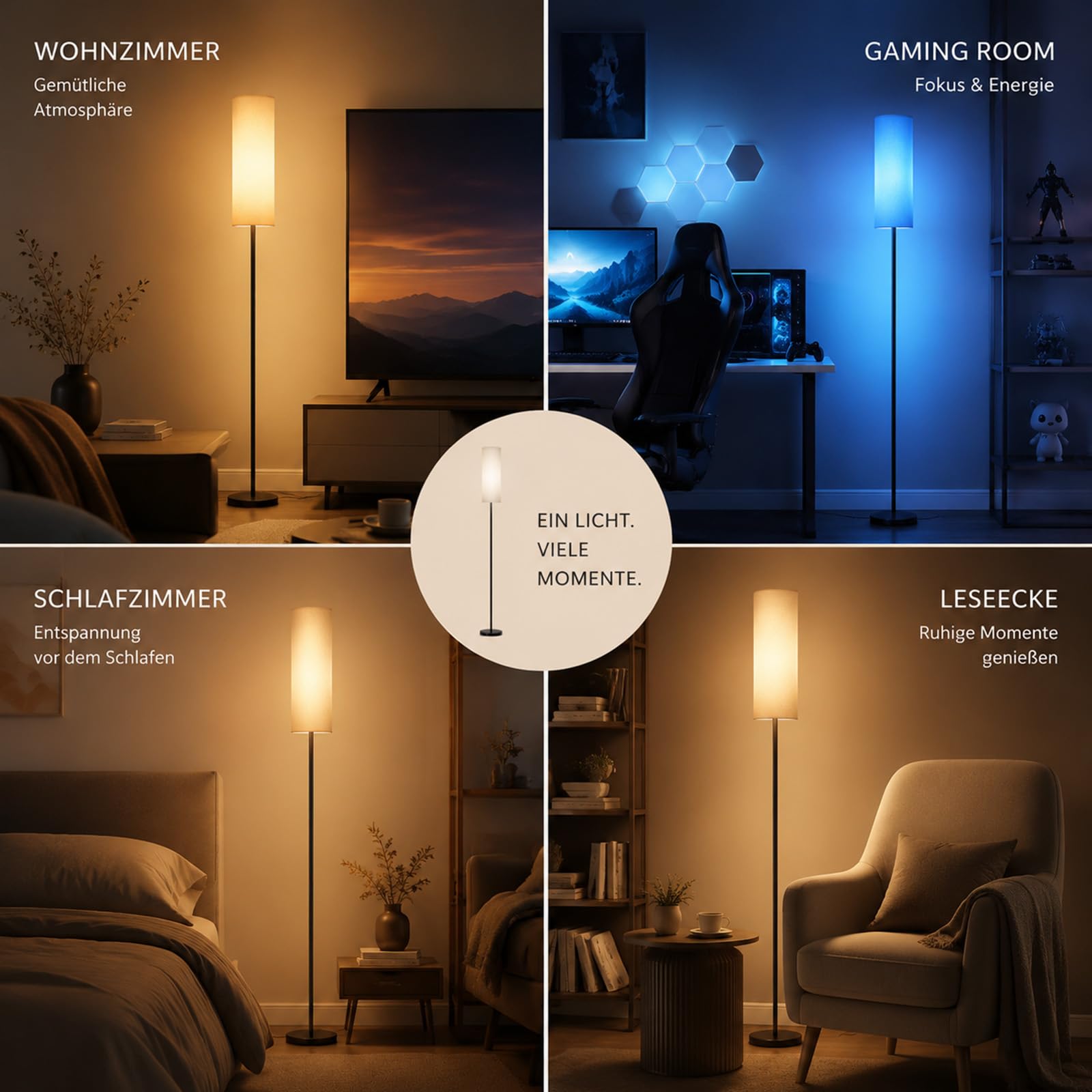 Stehlampe Wohnzimmer, Stehlampe Dimmbar, LED Leselampe mit APP-Steuerung& Fernbedienung& Fußschalter, Minimalismus Stehlampen mit Leinen Lampenschirm 3 Farbtemperaturen Für Schlafzimmer, Wohnzimmer