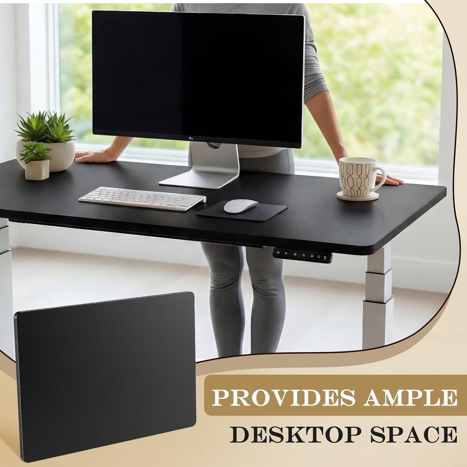 Novabright 36x24 Inch Desk Table Top, One-piece Table Top Black Desktop for Standard and Sit to Stand Height Adjustable Home and Office Desk Frames, Wood Countertop for DIY Double/L Desks, 1'' Thick