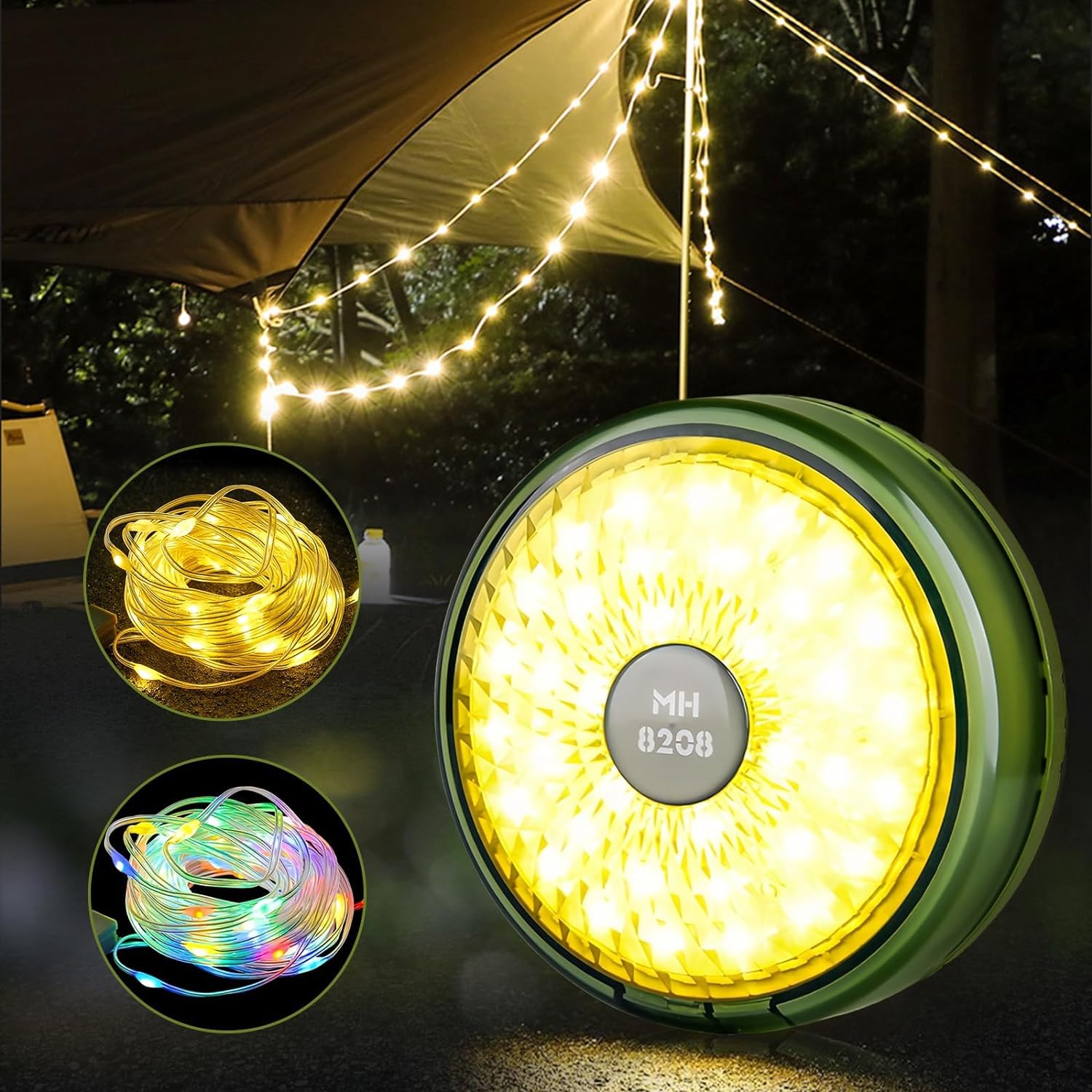 cluemart camp string lights,outdoor waterproof stowable string light, portable string lights, retractable led tent camping fairy lights, led string lights for hiking garden party