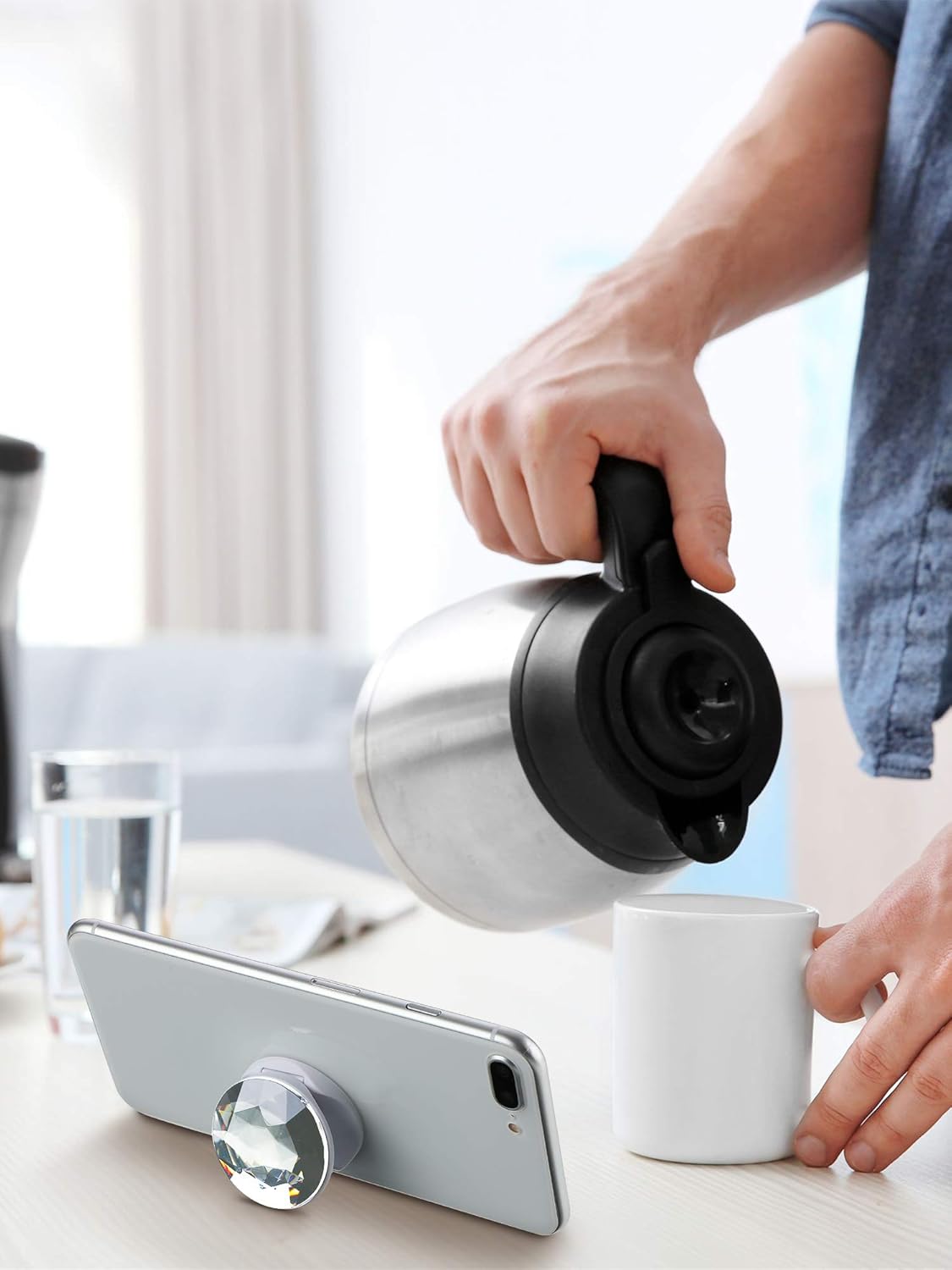 Weewooday 4 Pcs Glitter Phone Grip, Adjustable Collapsible Crystal Plastic Disco Finger Cell Phone Holder with Expanding Kickstand, Adhesive Diamond for Phones Tablet(White, Pink, Black, Rainbow) - Image 7