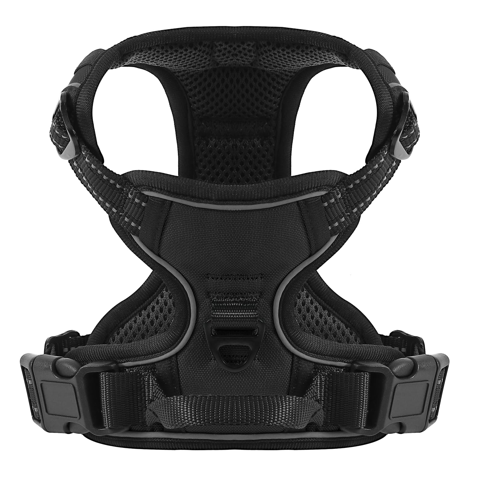 COMSLE Pettorina Cane Taglia Grande Media Piccola, Pettorina per Cani Anti Tiro Riflettente, Imbracatura Regolabile Cani con 2 Ganci in Metallo per Addestramento Corsa (Nero, S)