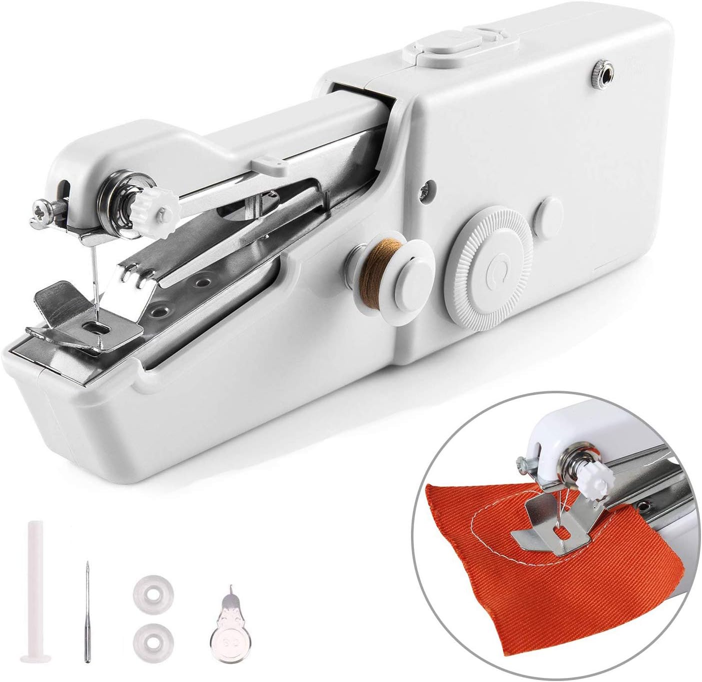 Portable Sewing Machine Handheld Mini Sewing Machine Meyuewal Cordless Craft Stitch Machine DIY Home Travel Stitching for Fabric Clothing Kids Cloth Pet Clothes (Battery Not Included)