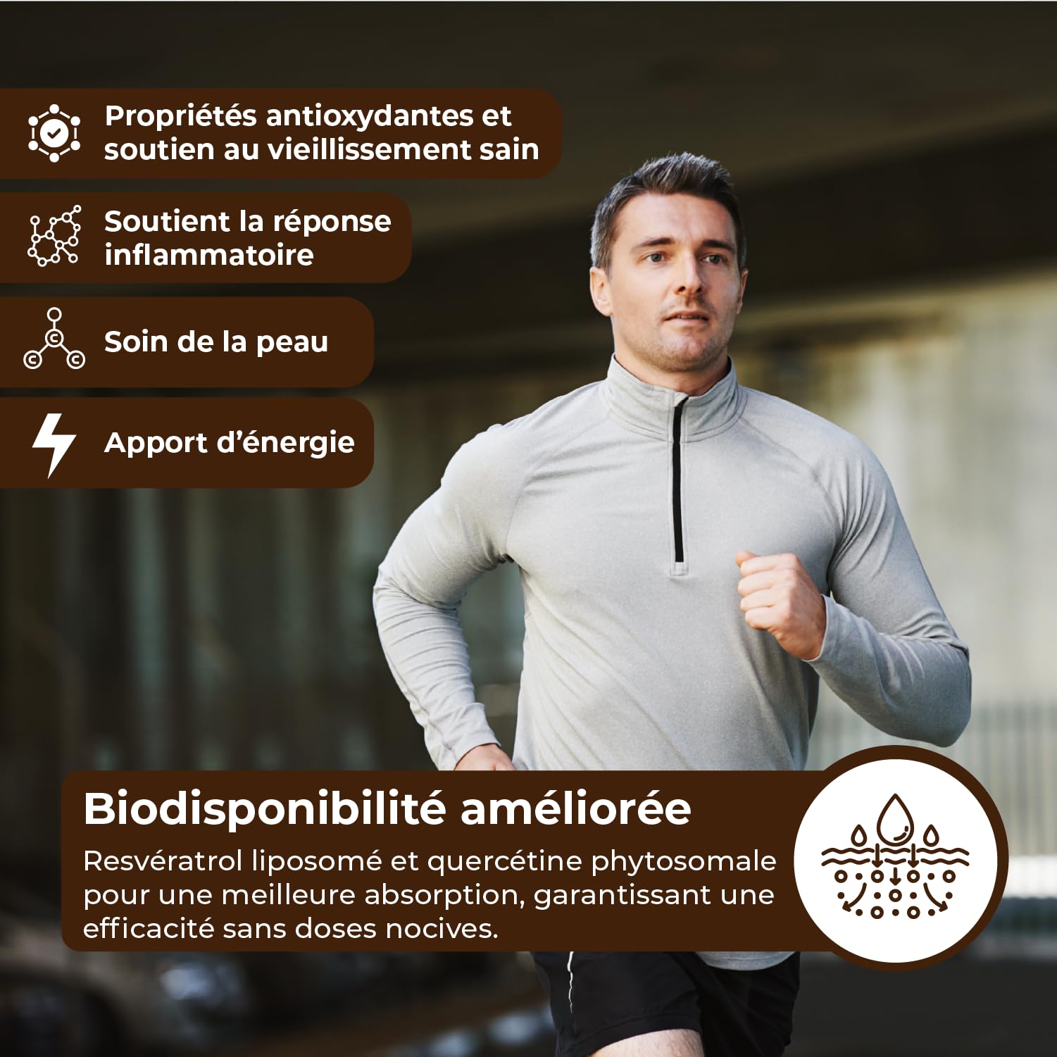 Trans Resvératrol Quercetine + Nicotinamide précurseur du NAD, Vitamine C, Antioxydant, Support à la Gestion du Poids et Favorise une Peau Jeune