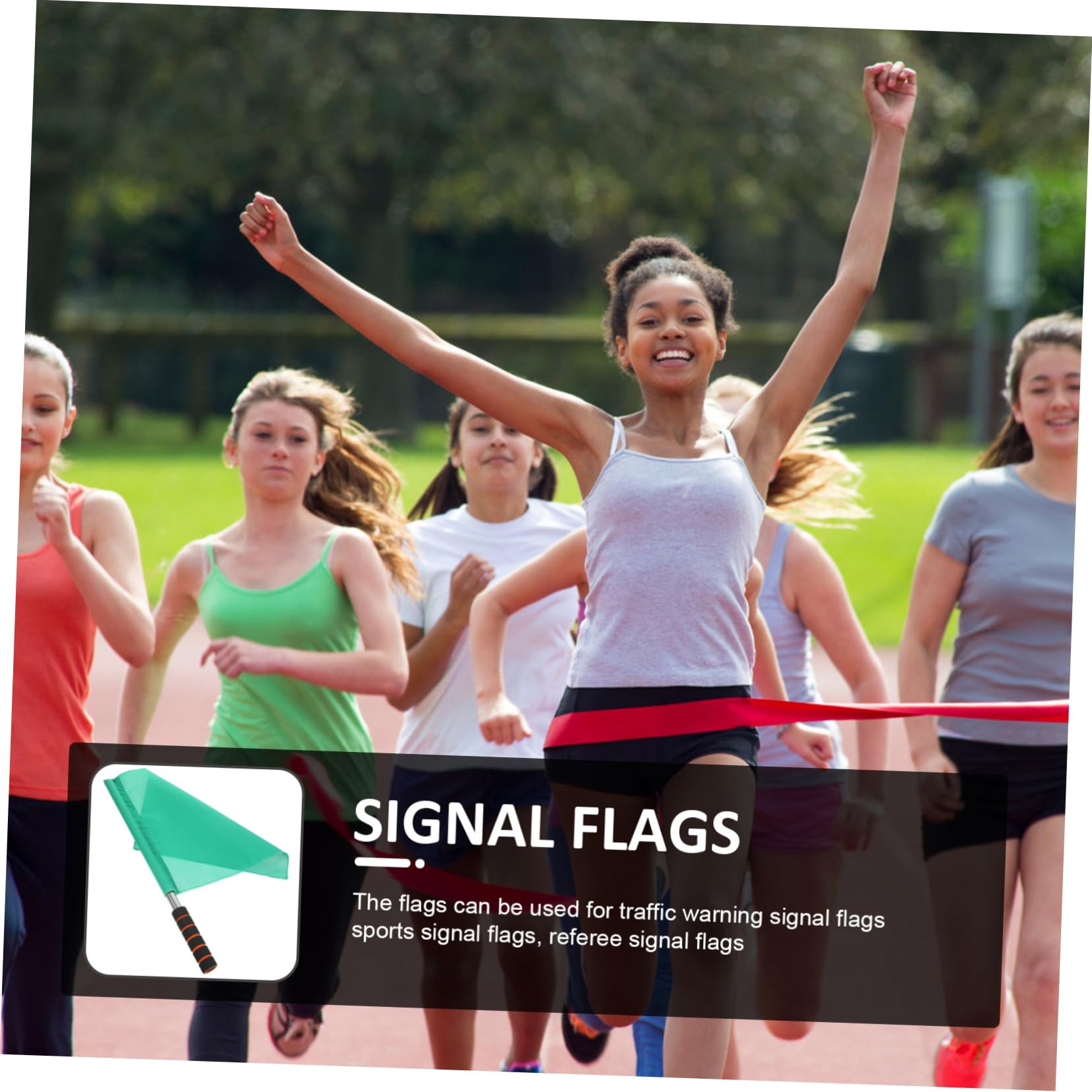 Mikikit Versatile Sports Flag Stainless Steel Pole Referee Hand Signal Flag for Parties