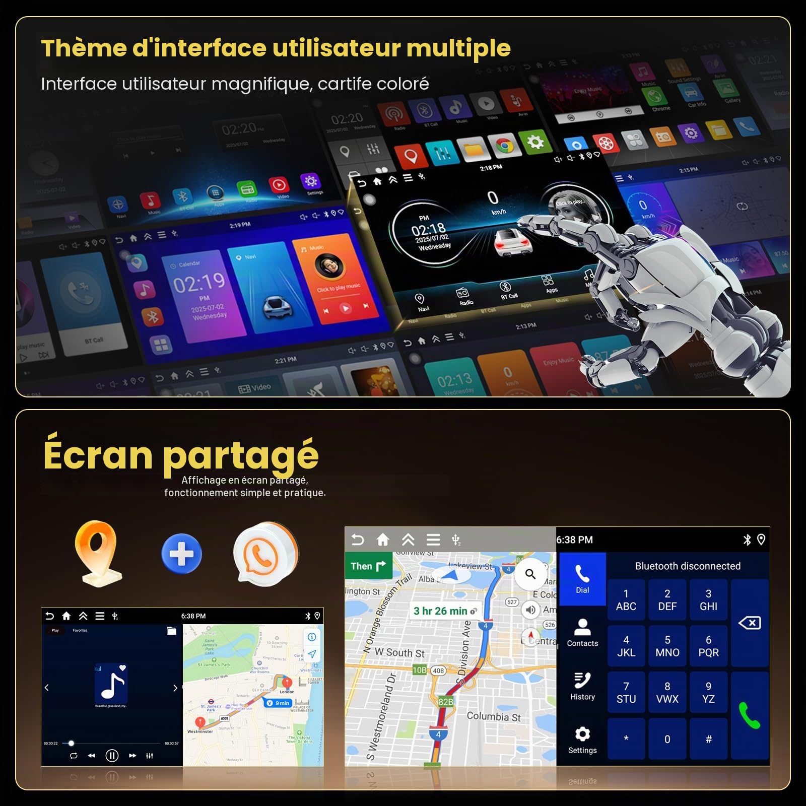 4+64GB Android 15 Autoradio pour Seat Altea 2004-2015, Toledo 2004-2009 Carplay Android Auto sans Fil, 9 Pouces Écran Tactile Poste Radio Voiture BT/GPS/Caméra de Recul/FM RDS/EQ/WiFi/SWC