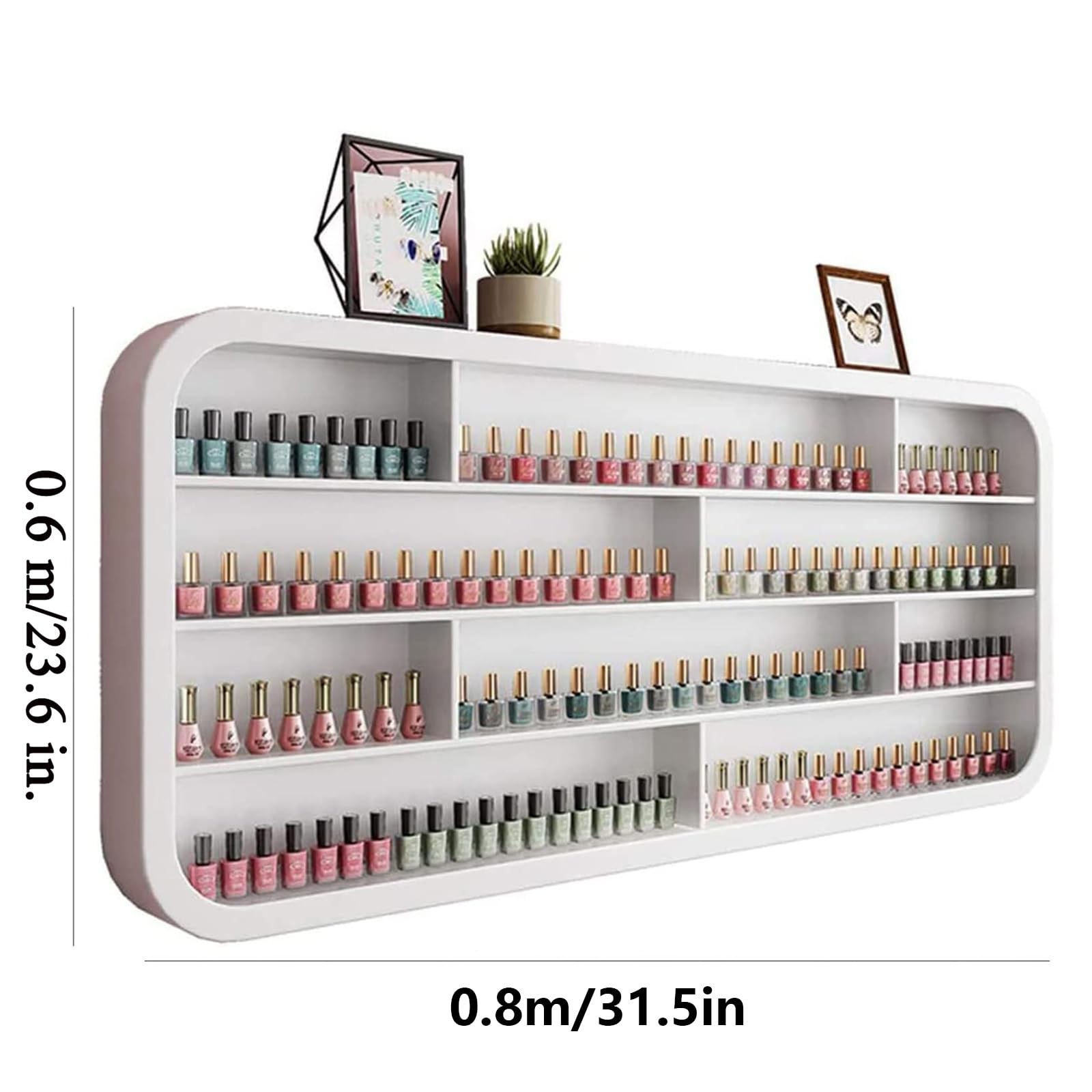 Mensola da parete per smalti e oli essenziali, espositore multifunzionale in legno per profumi e oli, perfetto per saloni di bellezza e casa, 0,8 m