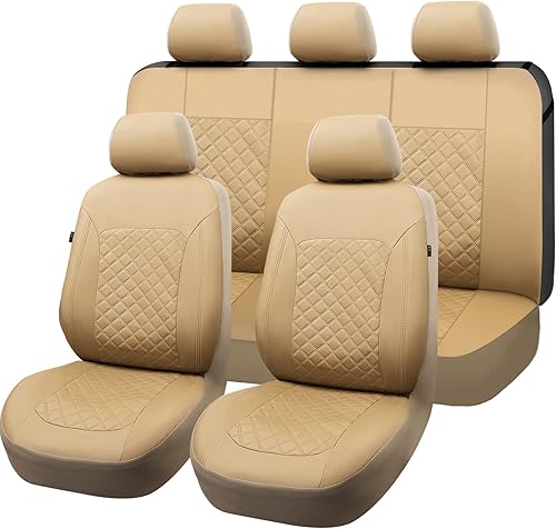 Flying Banner Fundas de asiento de automóvil, de piel sintética, resistente, juego completo dividido, a prueba de agua, ajuste universal para