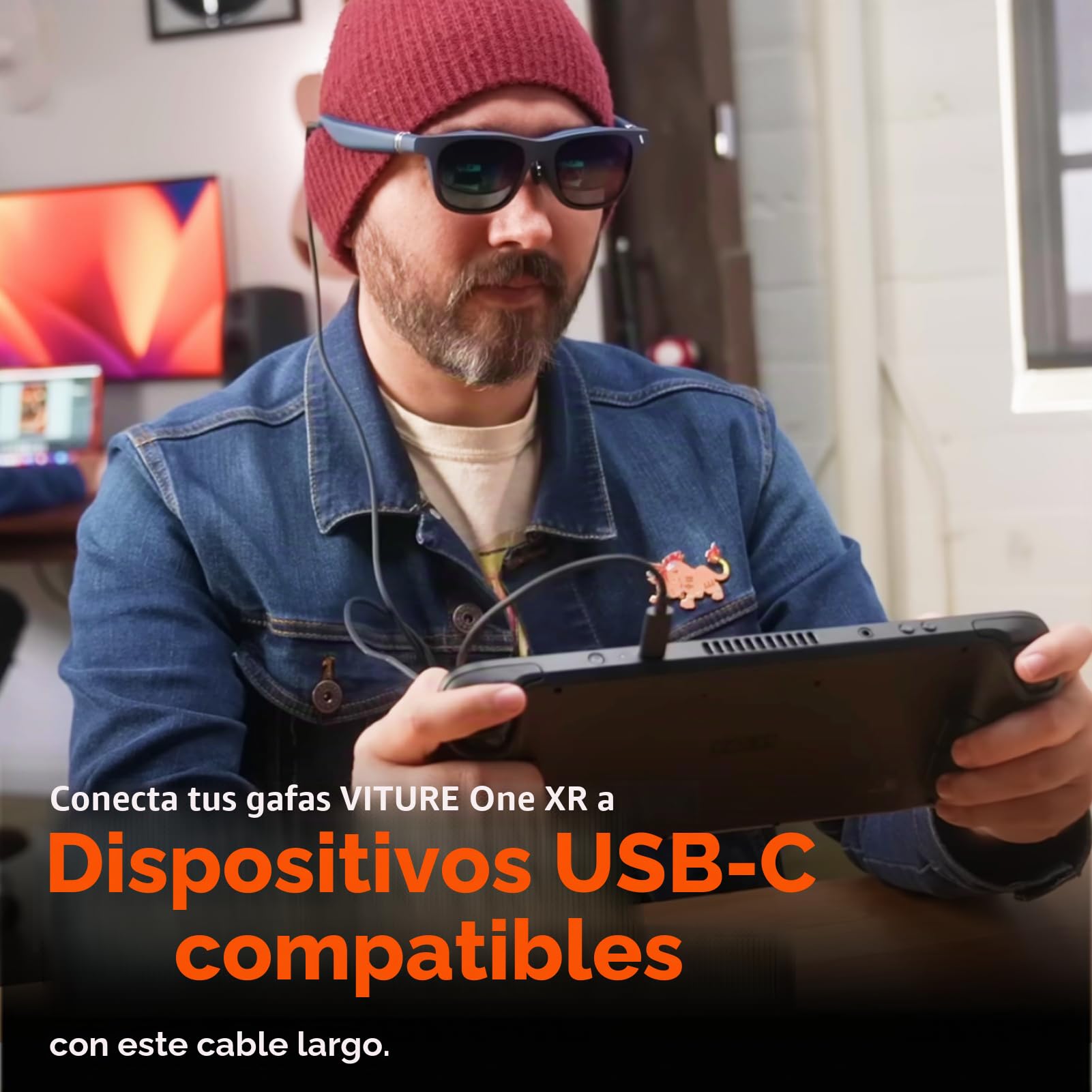 VITURE Cable conector USB-C a magnético de 120 cm, 47 pulgadas, conecta gafas XR, compatible con dispositivos USB-C