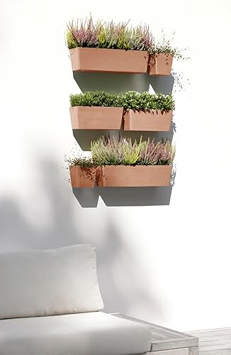 Miniatura 8 de Ecopots Maceta rectangular moderna de plástico reciclado para colgar en la pared, 21.5 pulgadas (terracota)