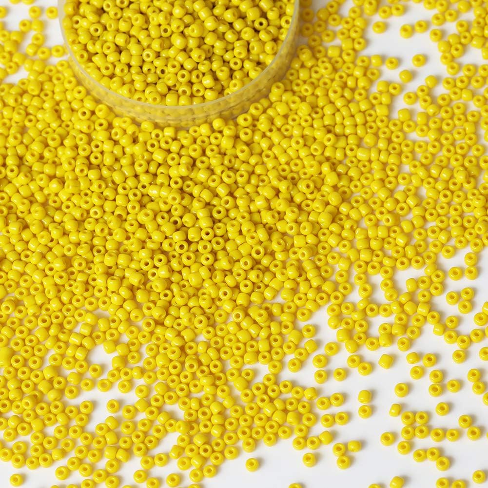 Opaque Yellow Color Loose Seed Beads About 4000pcs in Box 8/0 Glass Craft Seed Beads for Jewelry Making, Hole 0.7mm (Yellow) - Image 2