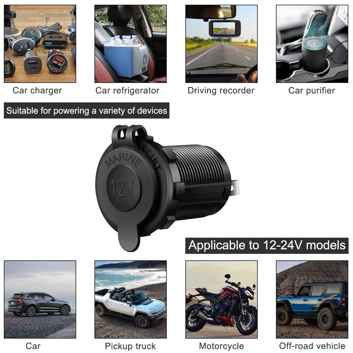 presa accendisigari, sostituzione presa di corrente auto DC 12V, adattatore di presa di corrente impermeabile con cablaggio per auto camion moto - 2pcs