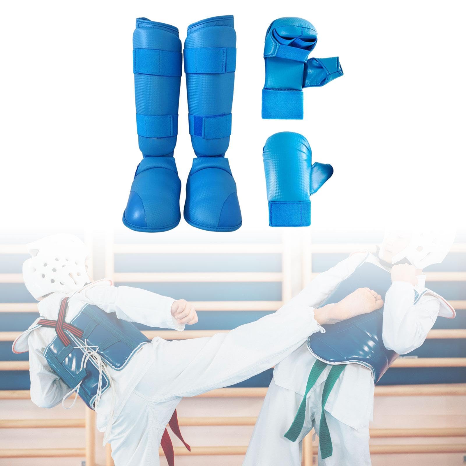 Oshhni Ensemble d'équipement de karaté, Gants de Boxe, protège-Tibias, Gants de Frappe pour entraînement de Taekwondo, Gants de Frappe, équipement pour