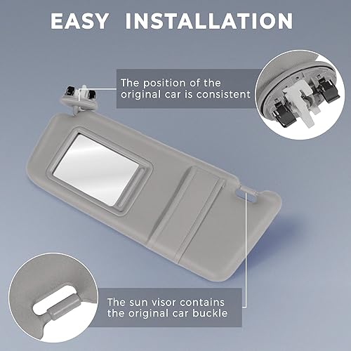 Miniatura 5 de SCITOO Conjunto de visera solar gris del lado izquierdo del conductor para Toyota Camry con techo solar (74320-06800-B0,04002-30706-B0)