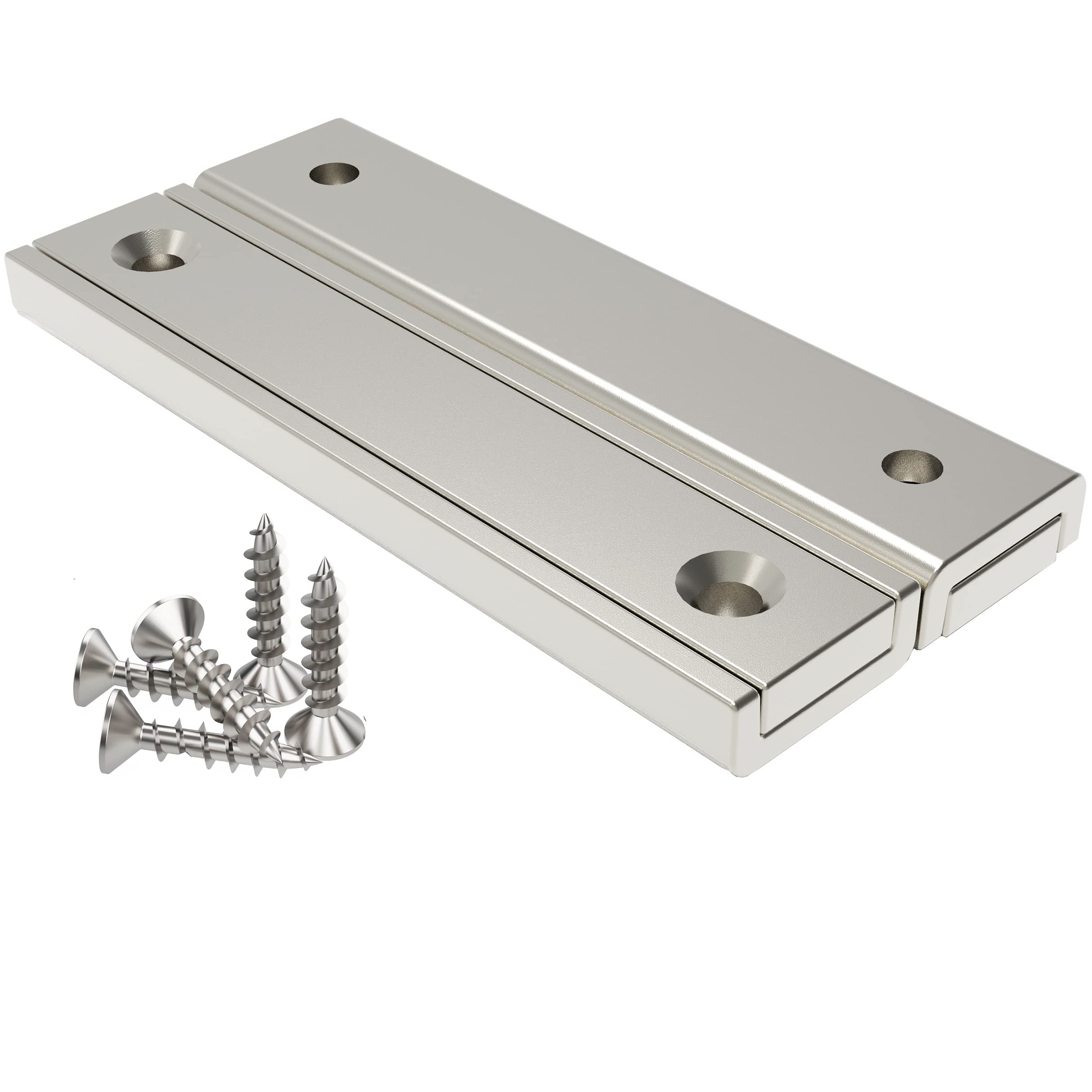 Magnetpro Set di 2 magneti rettangolari - Forza di 30 kg - 60 x 13,5 x 5 mm - Con foro e capsula in acciaio - Magneti in pot domestici e industriali con vite
