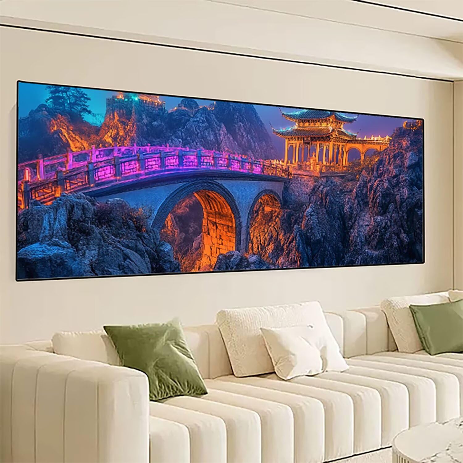 Japoński obraz diamentowy XXL 155 x 60 cm, obraz z miastem, majsterkowanie, dla dziewczynek 12 lat, obraz diamentowy 5D, zestaw do majsterkowania, do dekoracji domu, na ścianę, prezent dla kobiet 0R