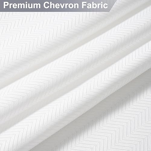 Miniatura 2 de Cortina de ducha sin gancho, estilo moderno de hotel de lujo a rayas cheurón blanco, tela impermeable lavable para baño, instalación rápida en 15