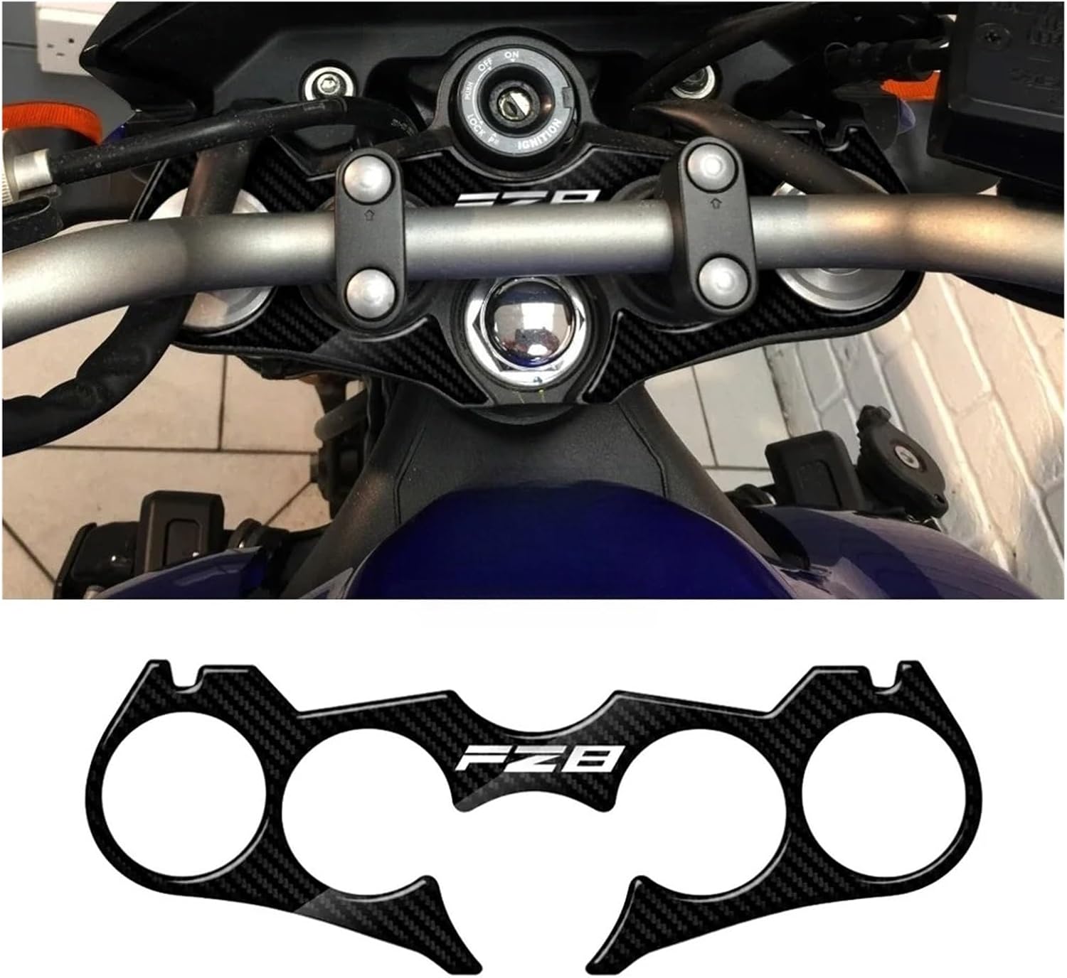 Tank Protector for YAM&AHA FZ8 Motorcycle Carbon-Look Top Triple Clamp Yoke Sticker 2010 2011 2012 2013 2014 Motorbike Accessories