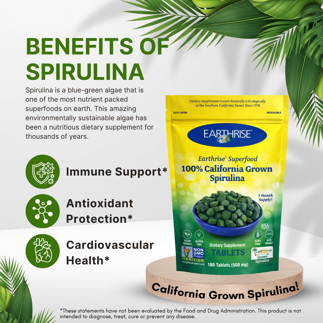 Earthrise Superfood California Spirulina 500mg Tablets, 180 Count — Amazon image 6