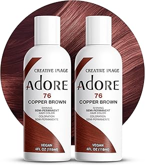 Adore Semi-Permanent Haircolor #076 Copper Brown 4 Ounce (118ml) (2 Pack)