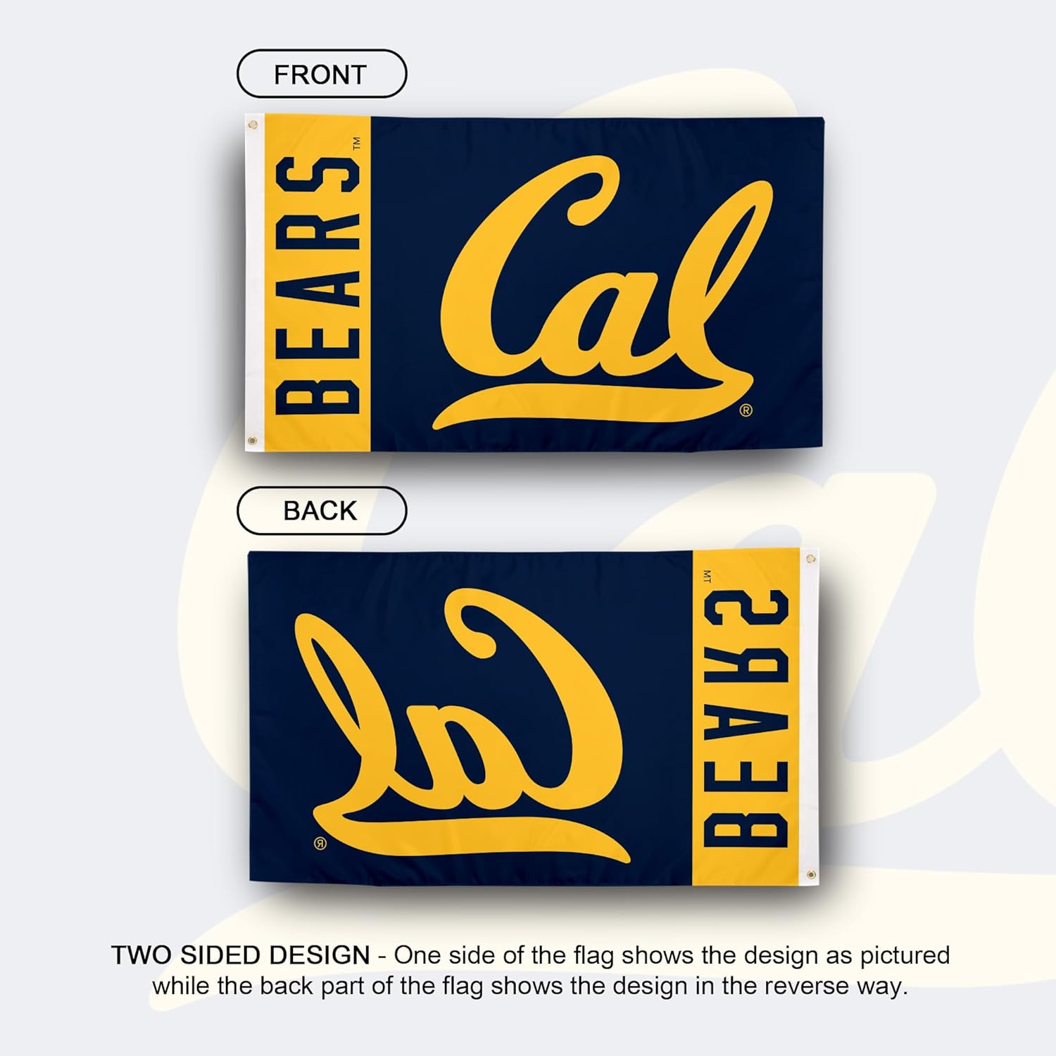 Desert Cactus University of California Berkeley Flag Golden Bears Cal UC Banners 100% Polyester Indoor Outdoor 3x5 feet Flags (Team Name) - Image 2