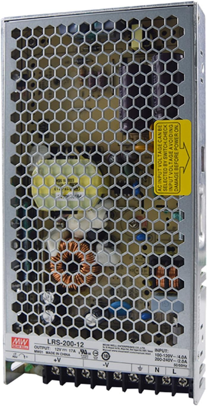 LRS-200-12 200W Single Output Switching Power Supply 12V 16.7A, 85-264VAC/120-373VDC Input, UL Certified, for Industrial Automation